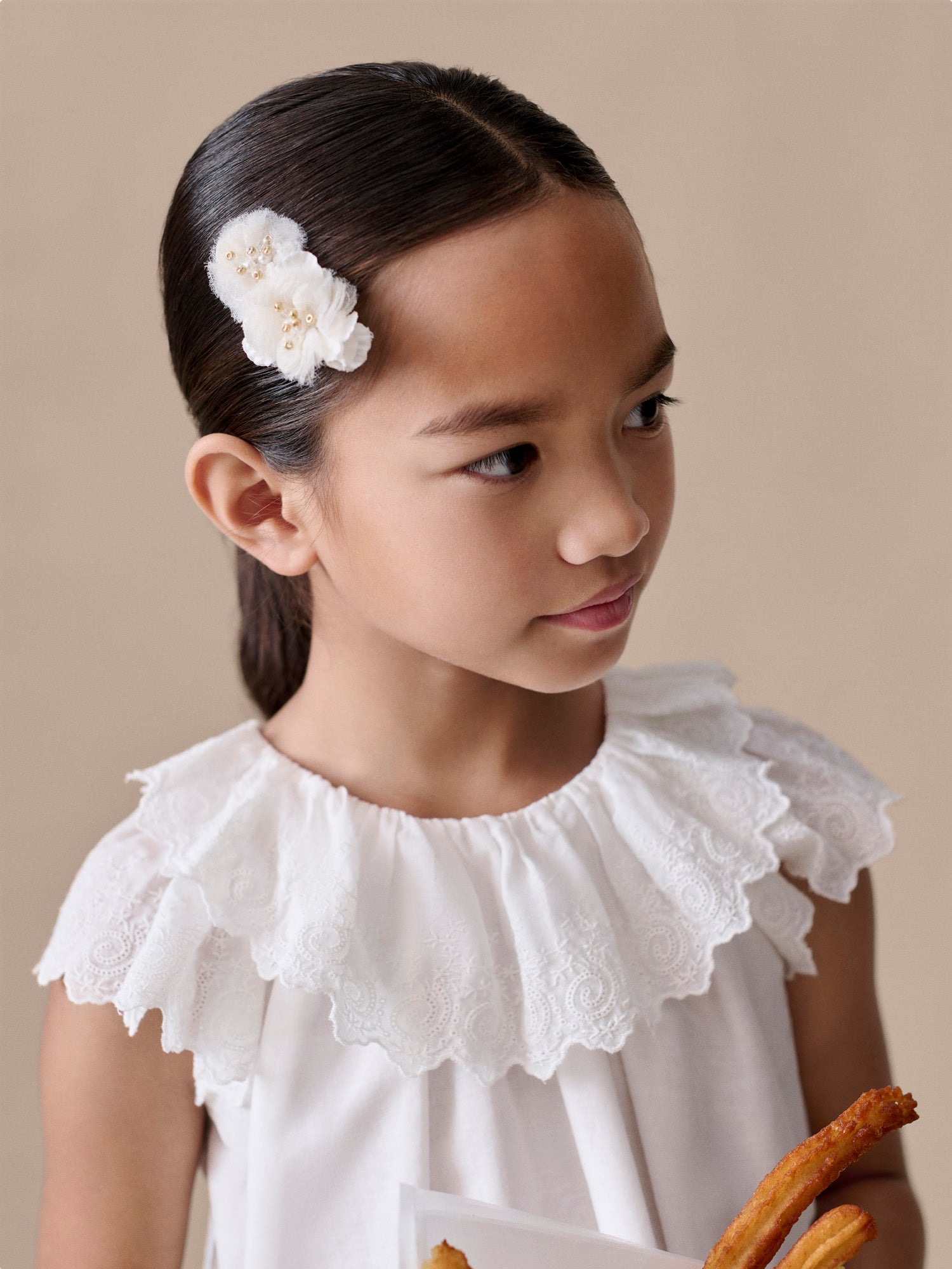 Leocardie dress hand-embroidered in organic cotton voile and