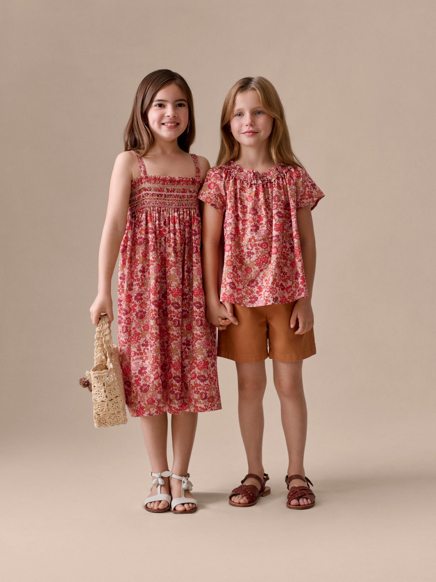 Labaille smocked and hand-embroidered dress in Liberty organic cotton fabric