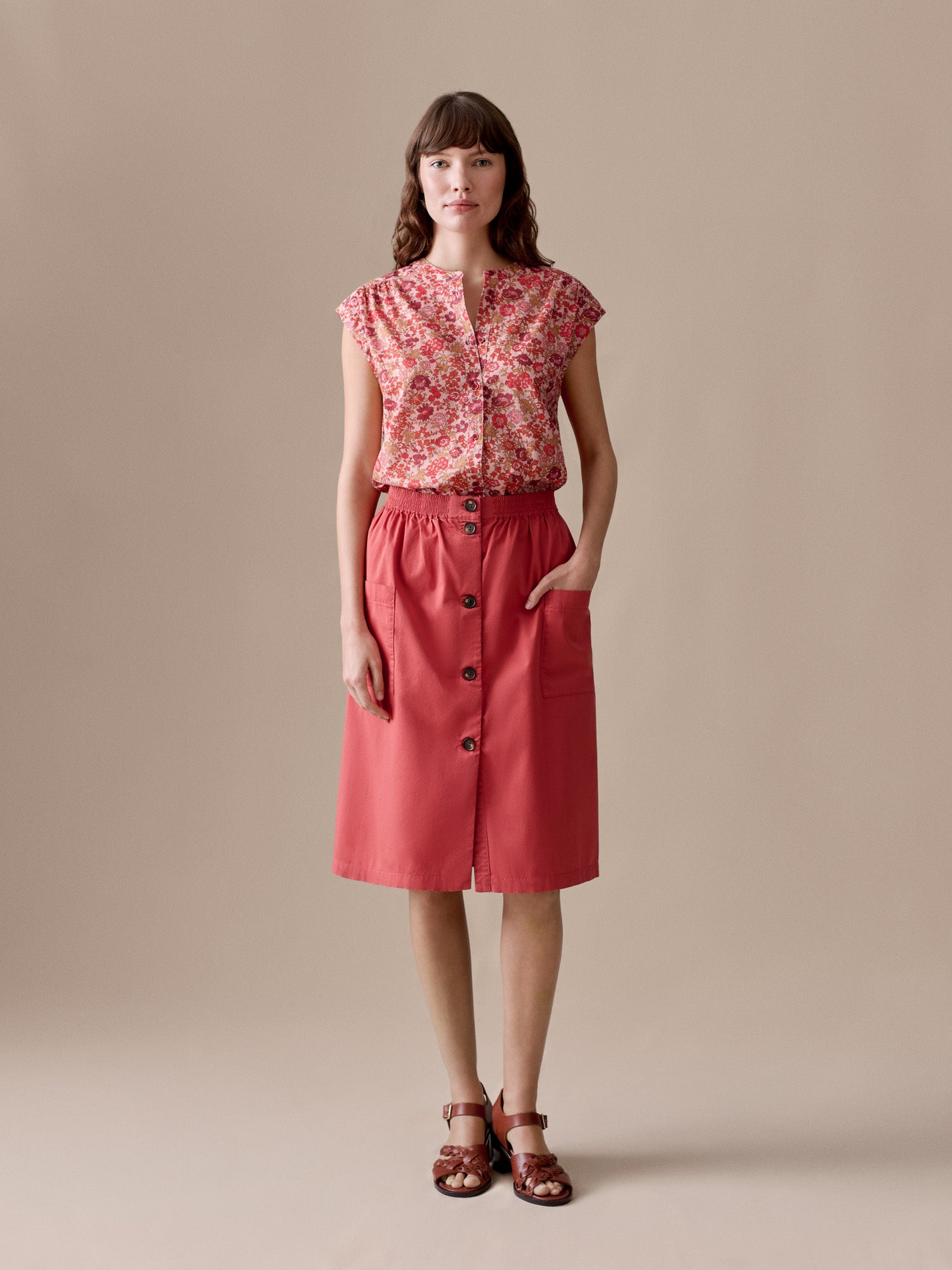 Leonide blouse with mandarin collar in Liberty fabric in organic