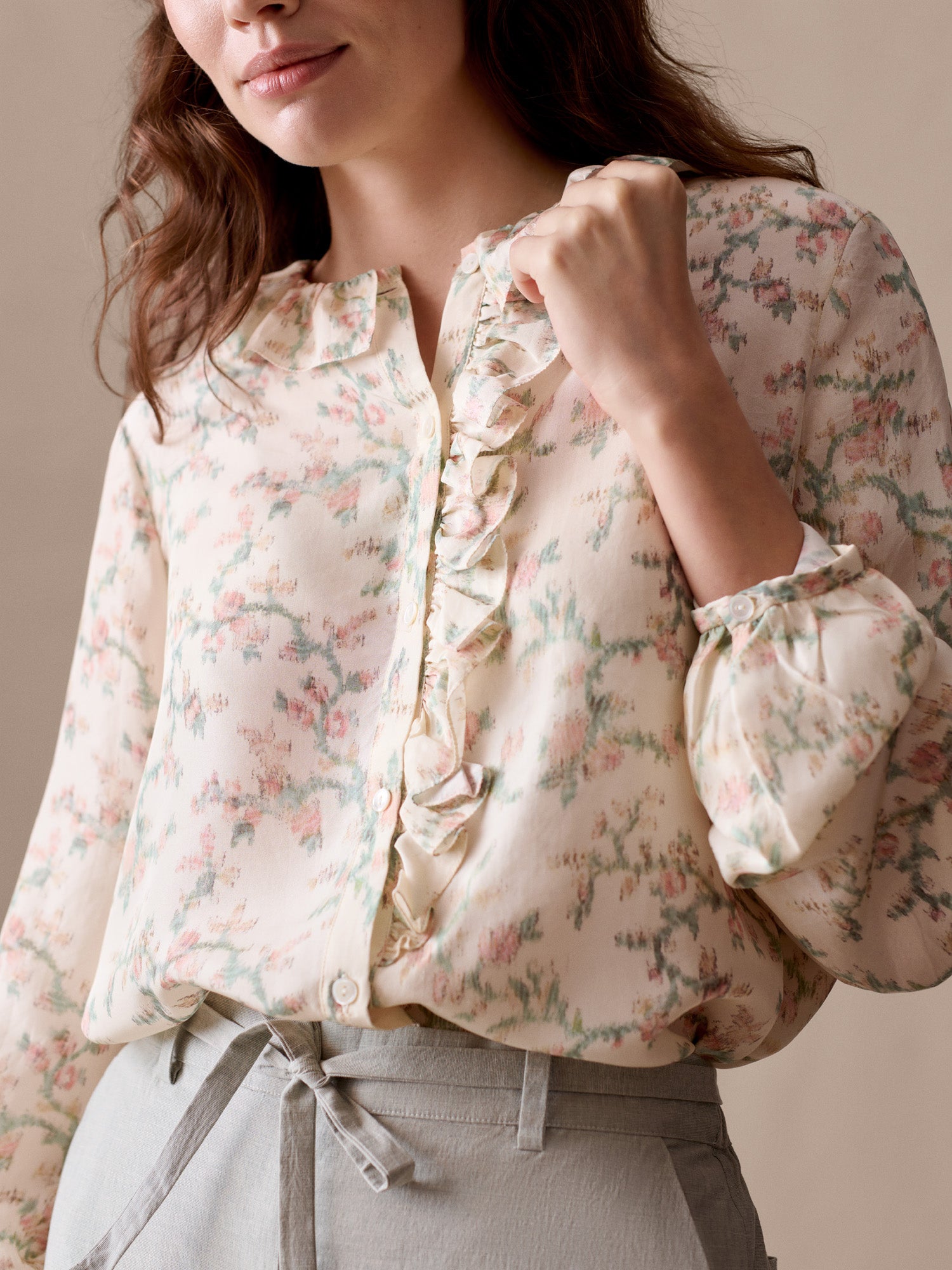 Latte printed silk scarf • Bonpoint