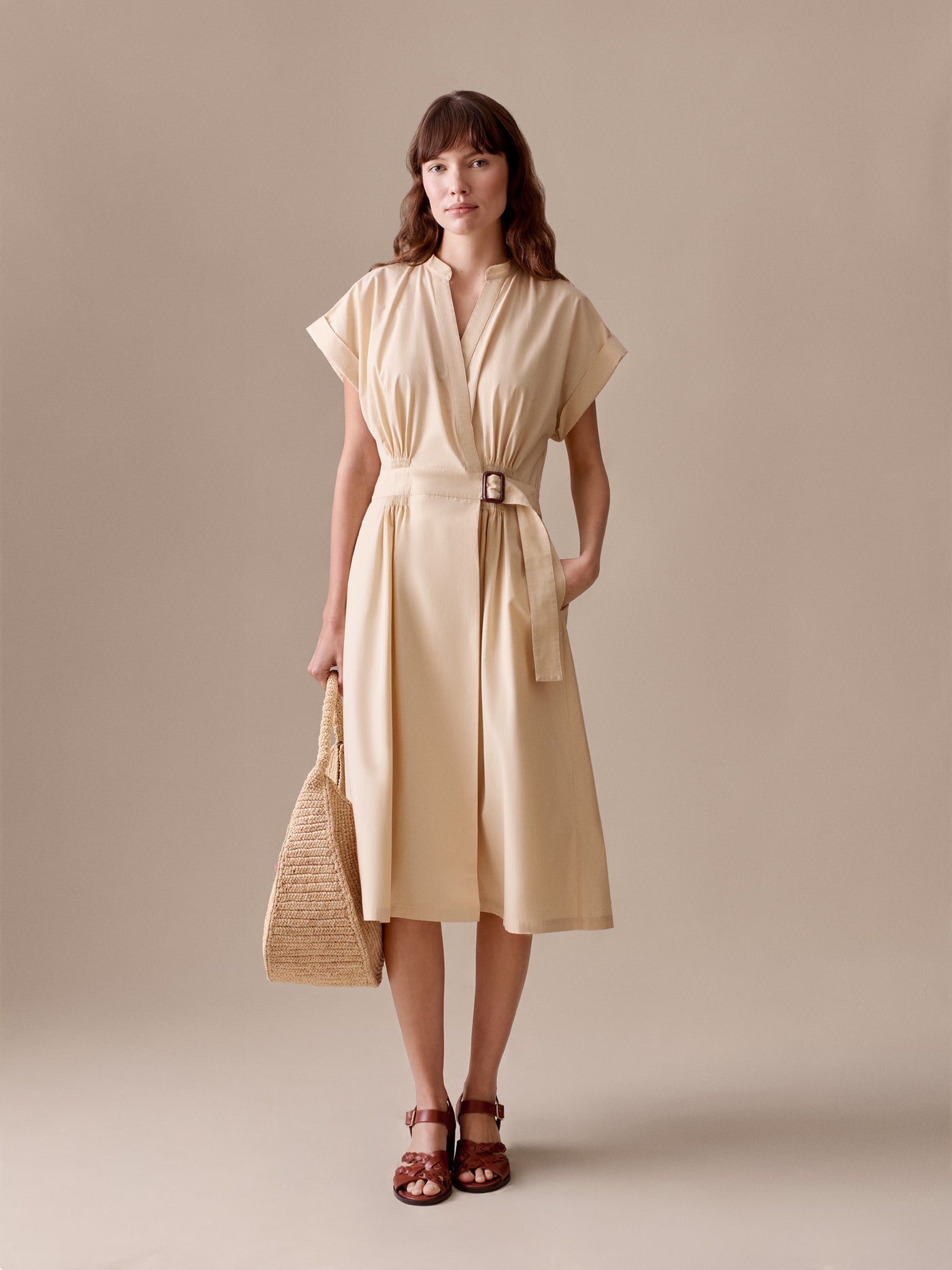 Bonpoint - Lohelia smocked dress in organic cotton - Beige