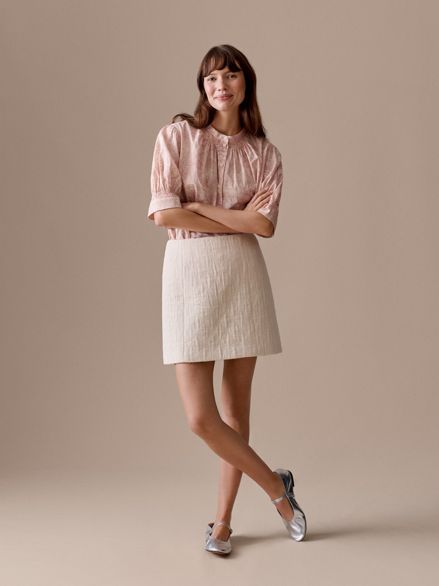 Lausanne quilted straight skirt