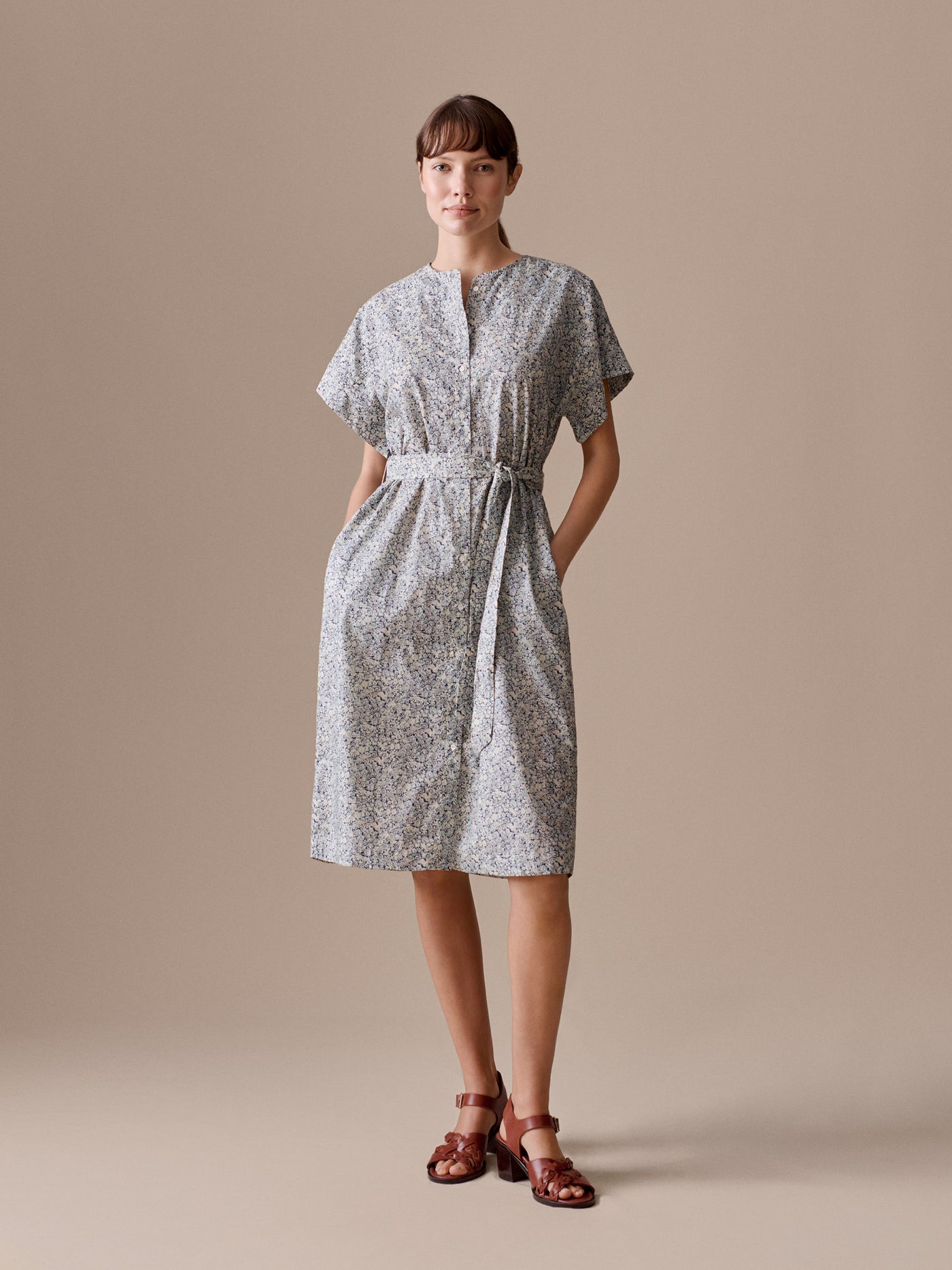 Bonpoint - Leira dress with Blue flowers in Liberty organic cotton fabric - Blue