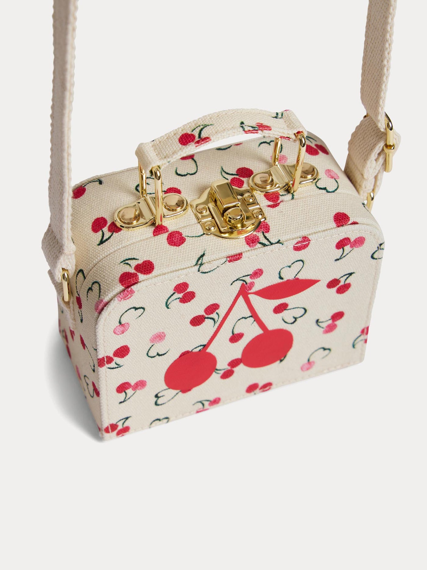 Aimane mini suitcase shoulder bag with cherry patterns