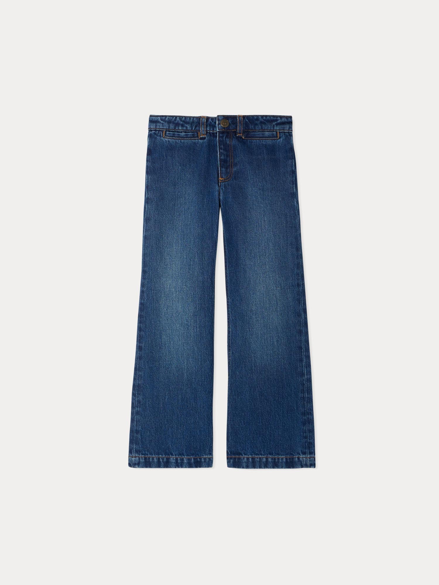 $235 Girls sz 4 store Bonpoint jean white Over