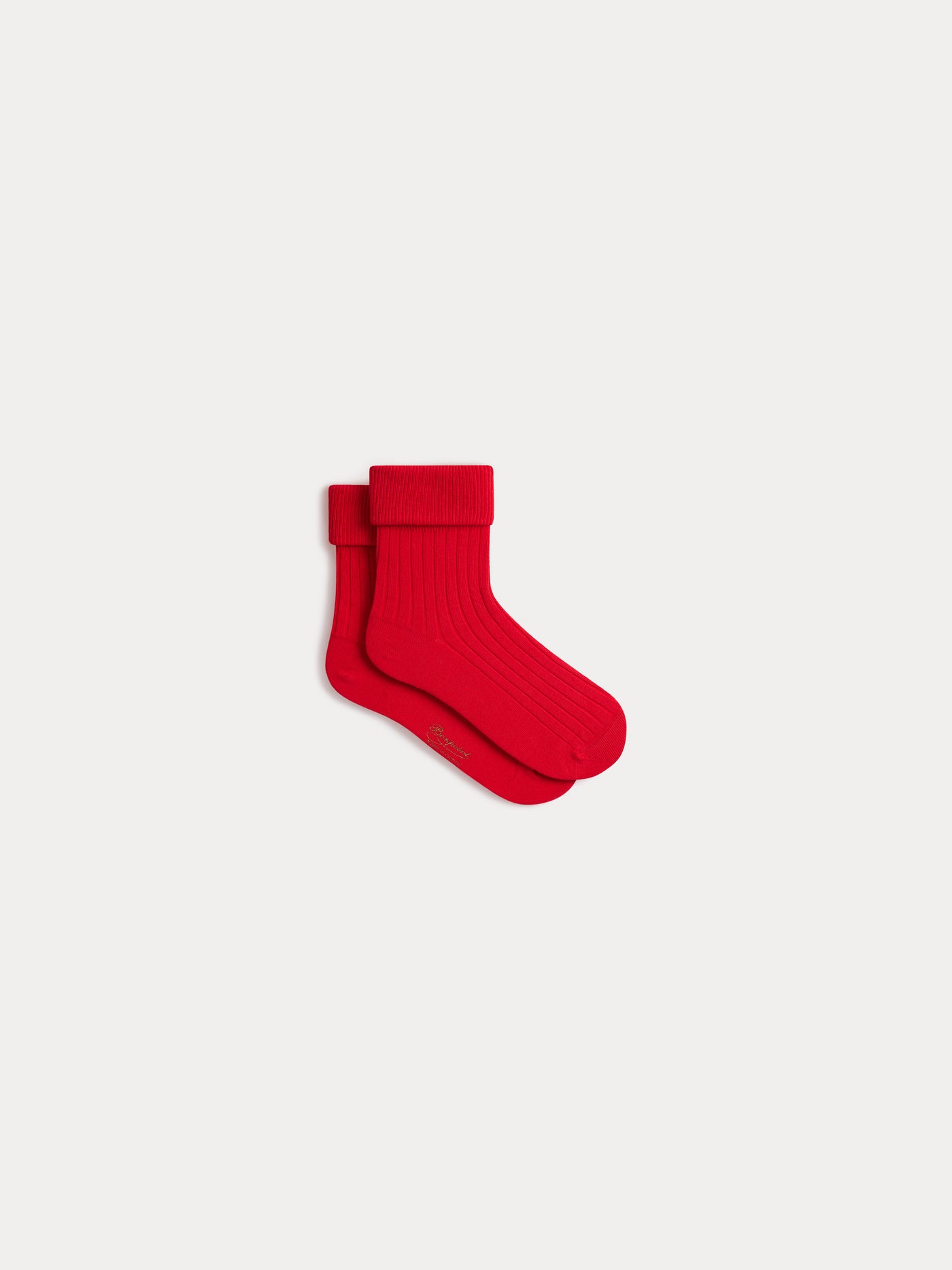 Thorild short red wide-ribbed socks