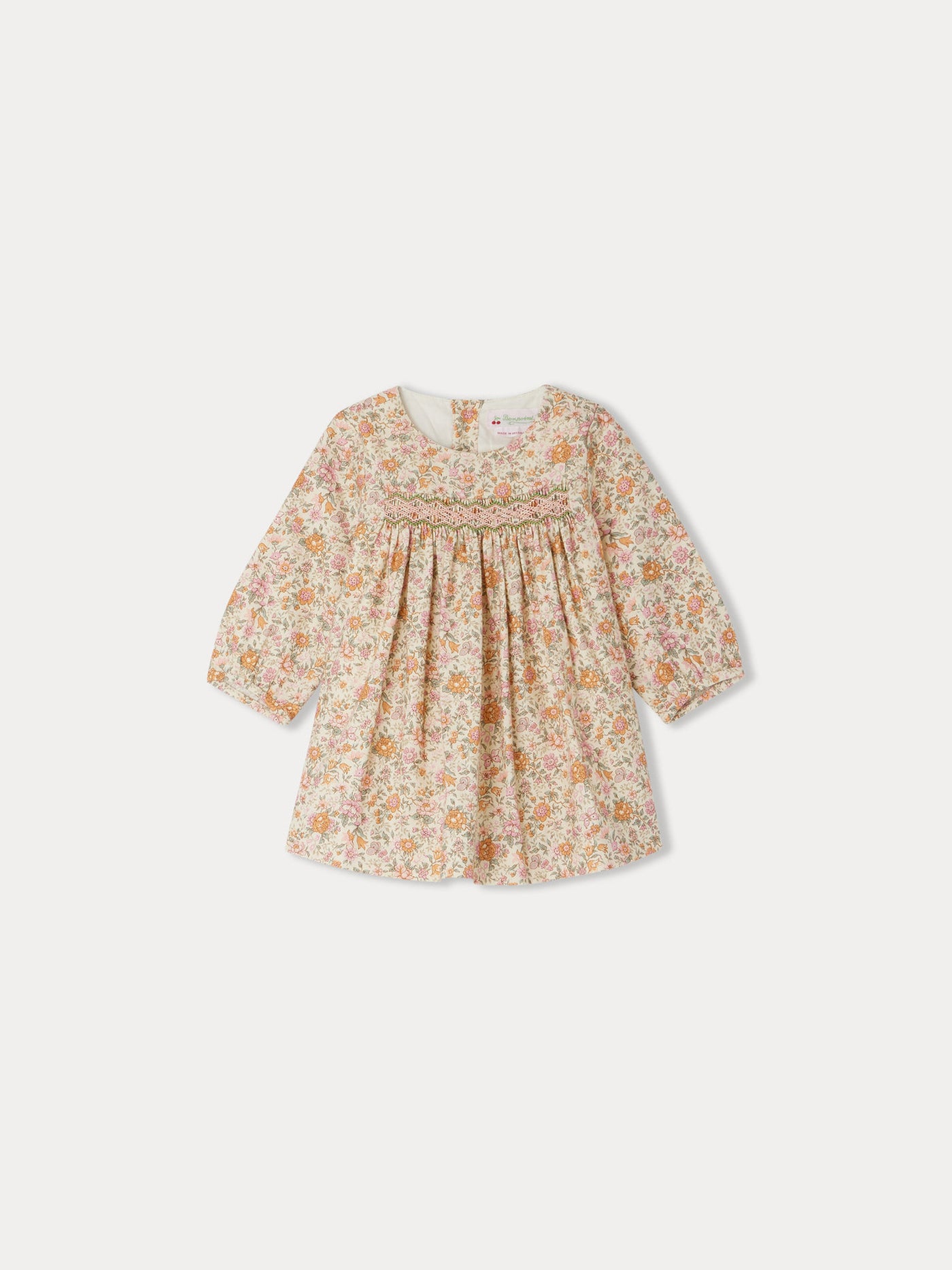 Félicie smocked dress in cotton and wool Liberty fabric