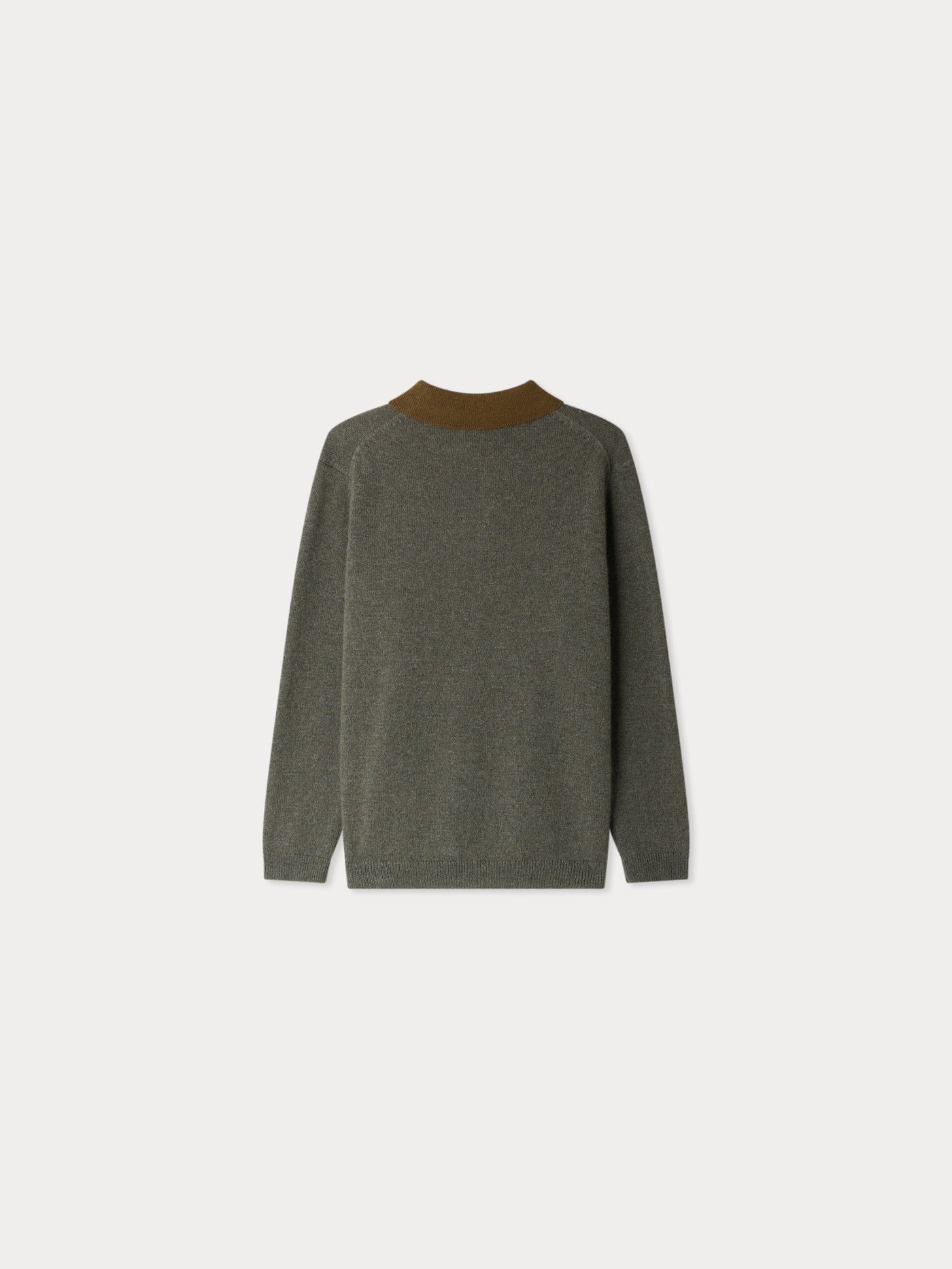 Jameson Khaki Cashmere Contrast Collar Sweater