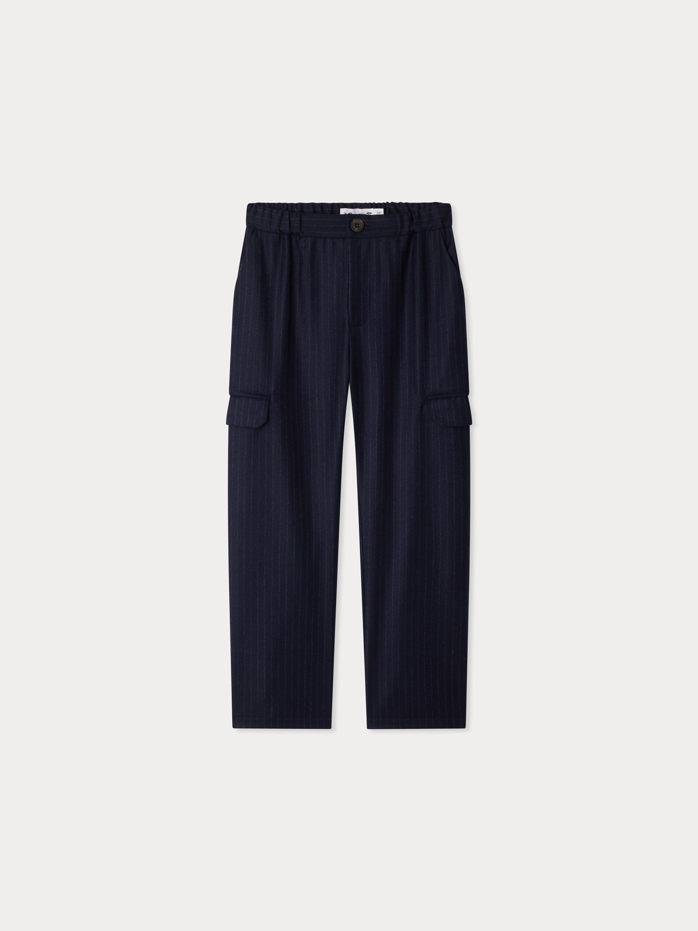 Grant elasticated waist trousers in wool flannel with tennis stripe