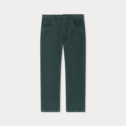Jagger straight trousers in organic cotton velvet in verdigris
