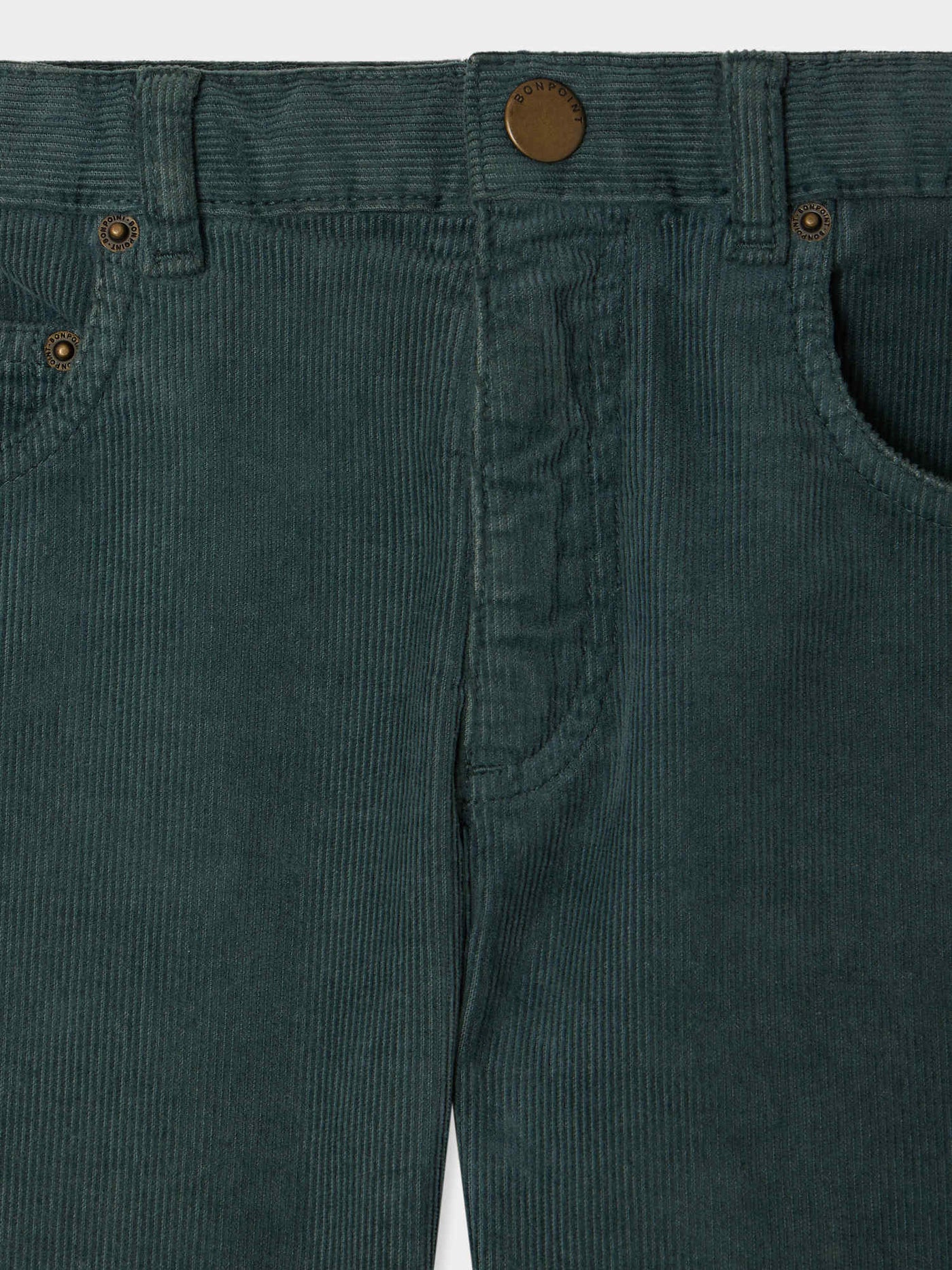 Jagger straight trousers in organic cotton velvet in verdigris