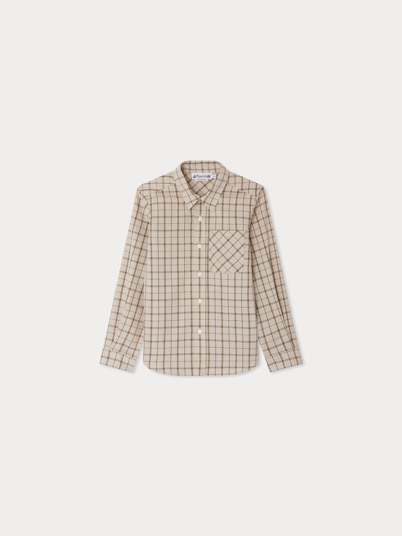 Beige plaid pointed collar tango shirt
