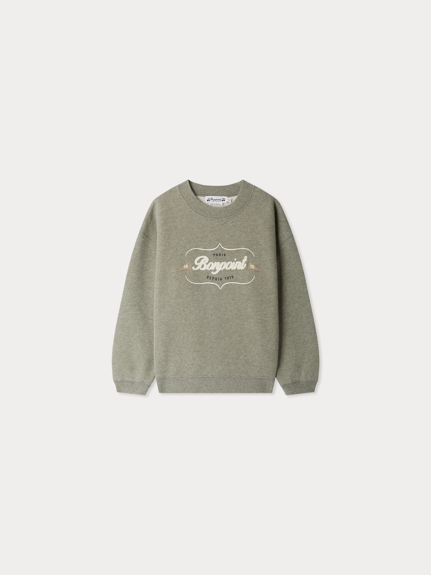 Tonino sweatshirt with Bonpoint Heritage logo embroidery in gray organic cotton