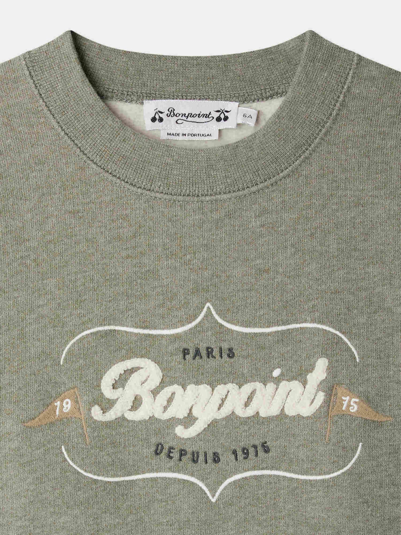 Tonino sweatshirt with Bonpoint Heritage logo embroidery in gray organic cotton