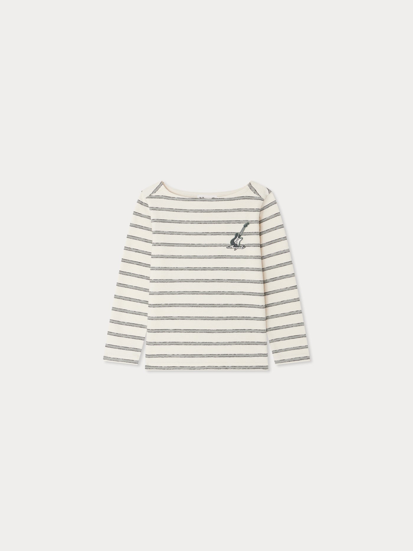 Baudelaire striped t-shirt with guitar embroidery in organic cotton