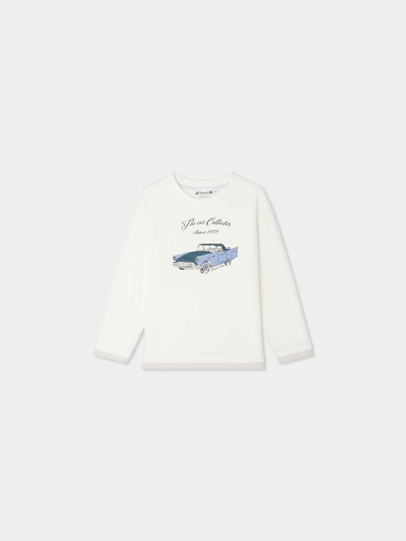 Batholome white t-shirt with car print in organic cotton