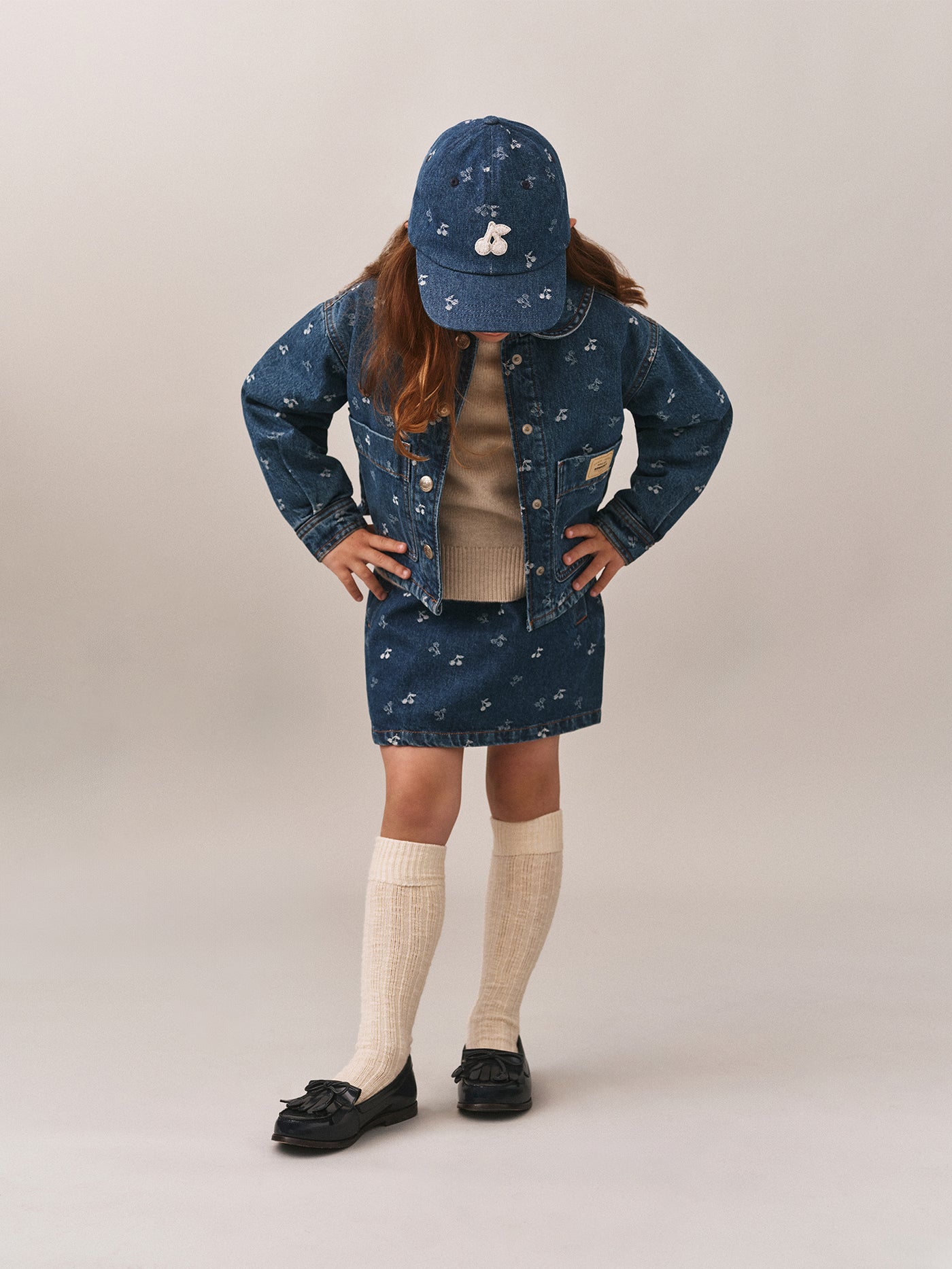 Arnold denim cap with cherries