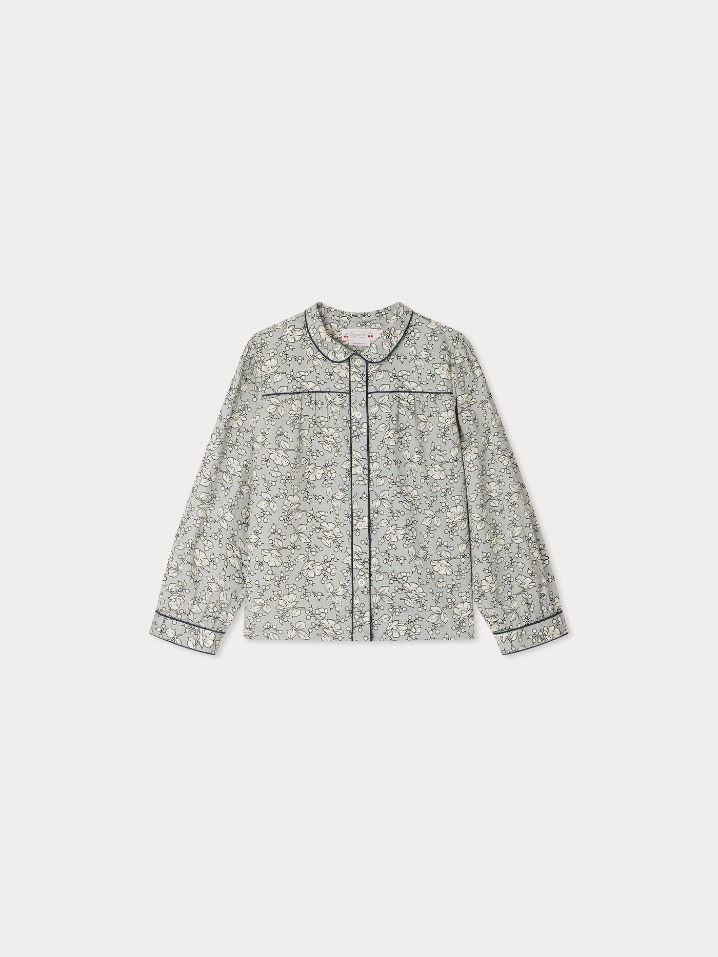 Josseline blouse with Peter Pan collar and contrasting piping in organic cotton