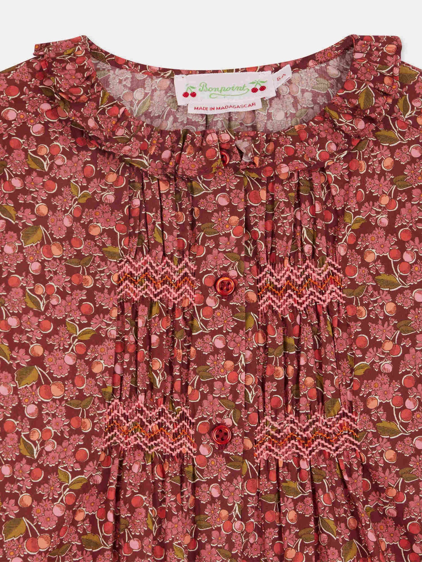 Gentle smocked and embroidered blouse in Liberty fabric in organic cotton