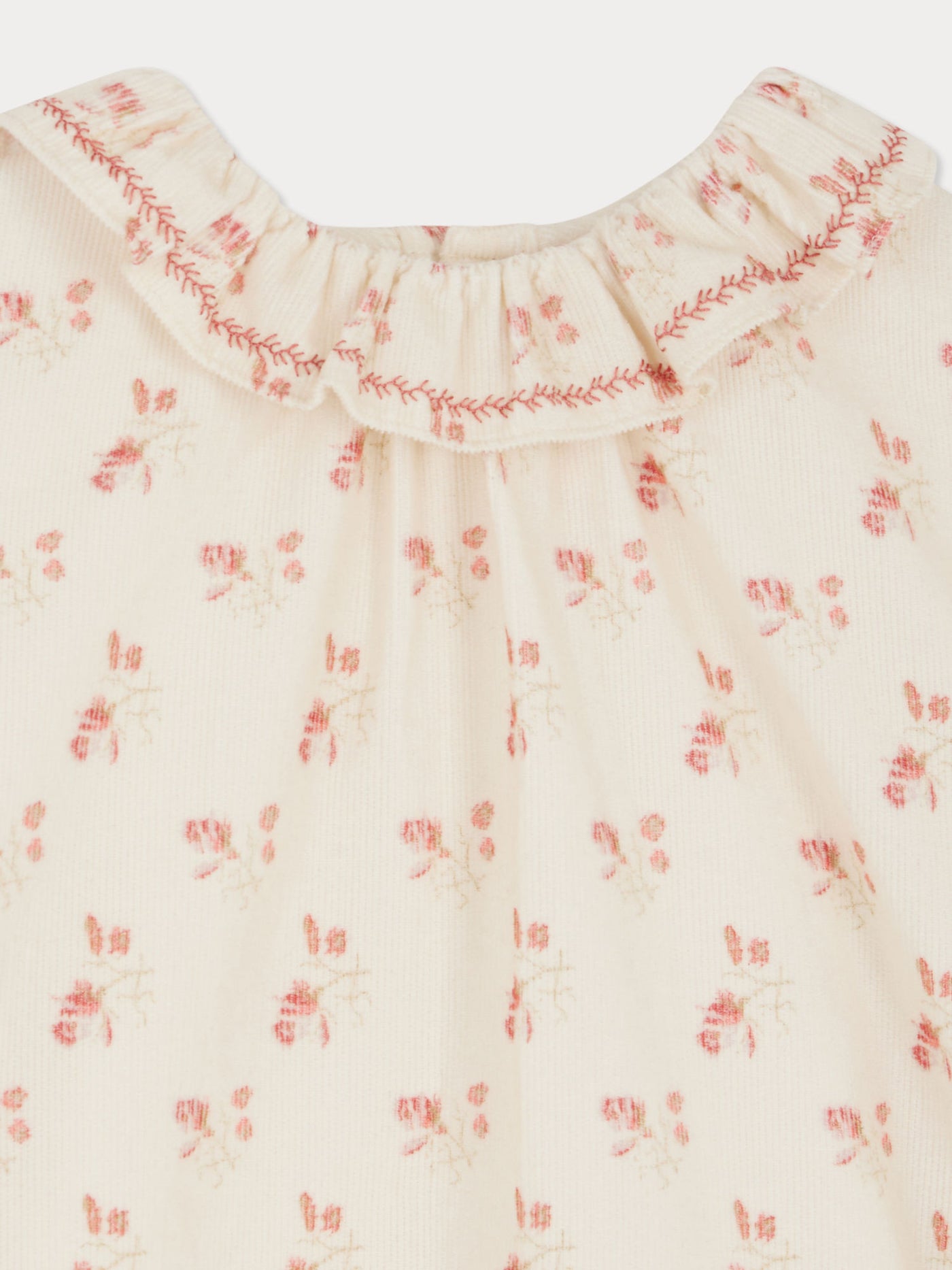 Timber blouse in printed velvet with cherry embroidery