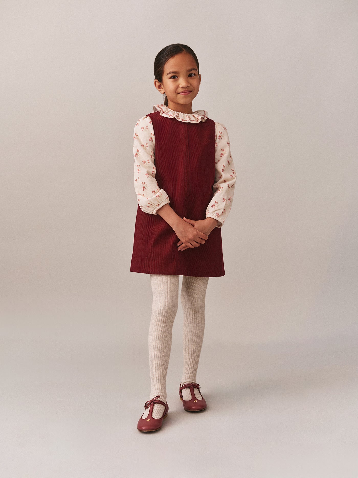 Timber blouse in printed velvet with cherry embroidery