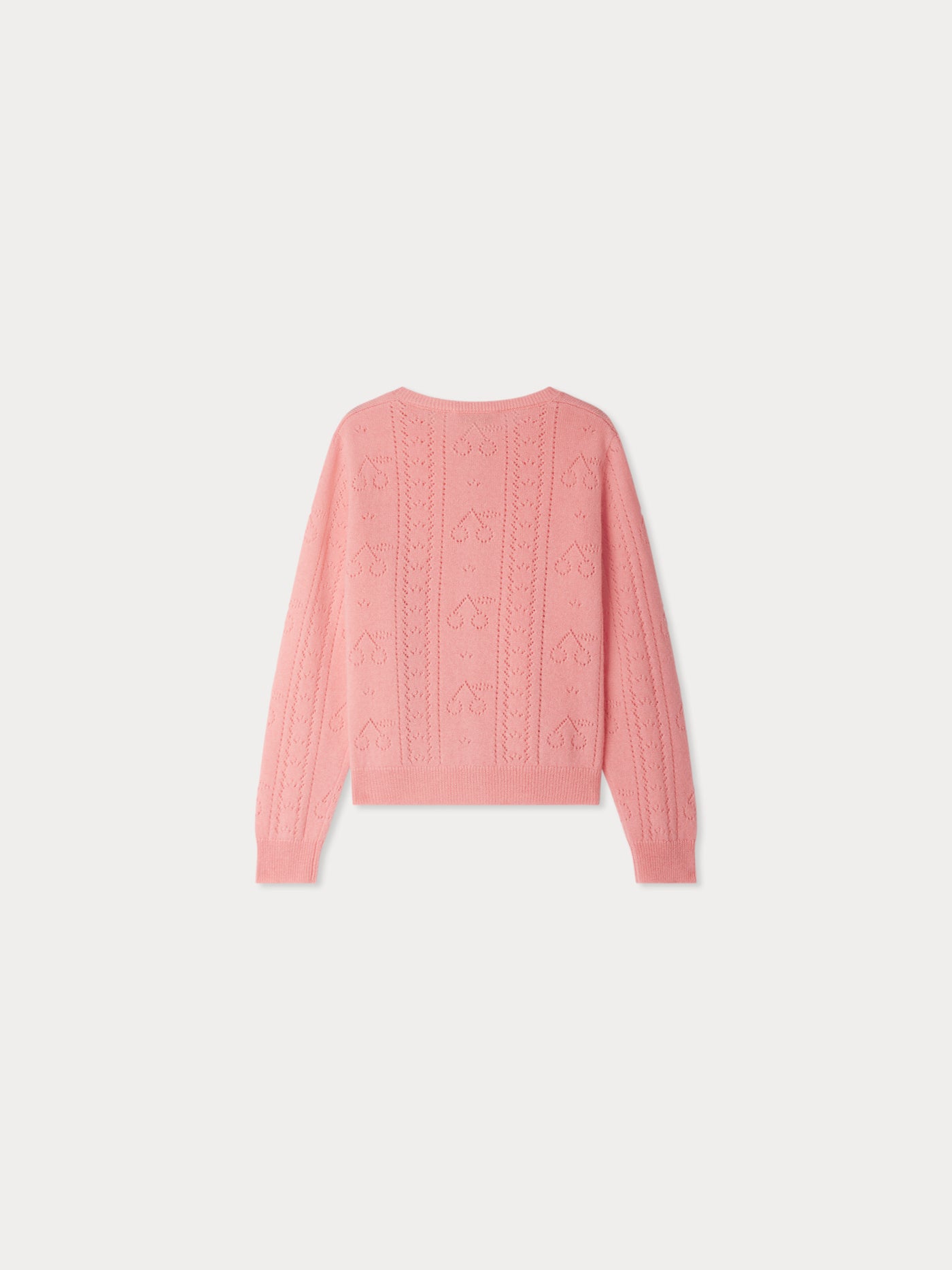Josiane cardigan with fancy stitch in pink cashmere