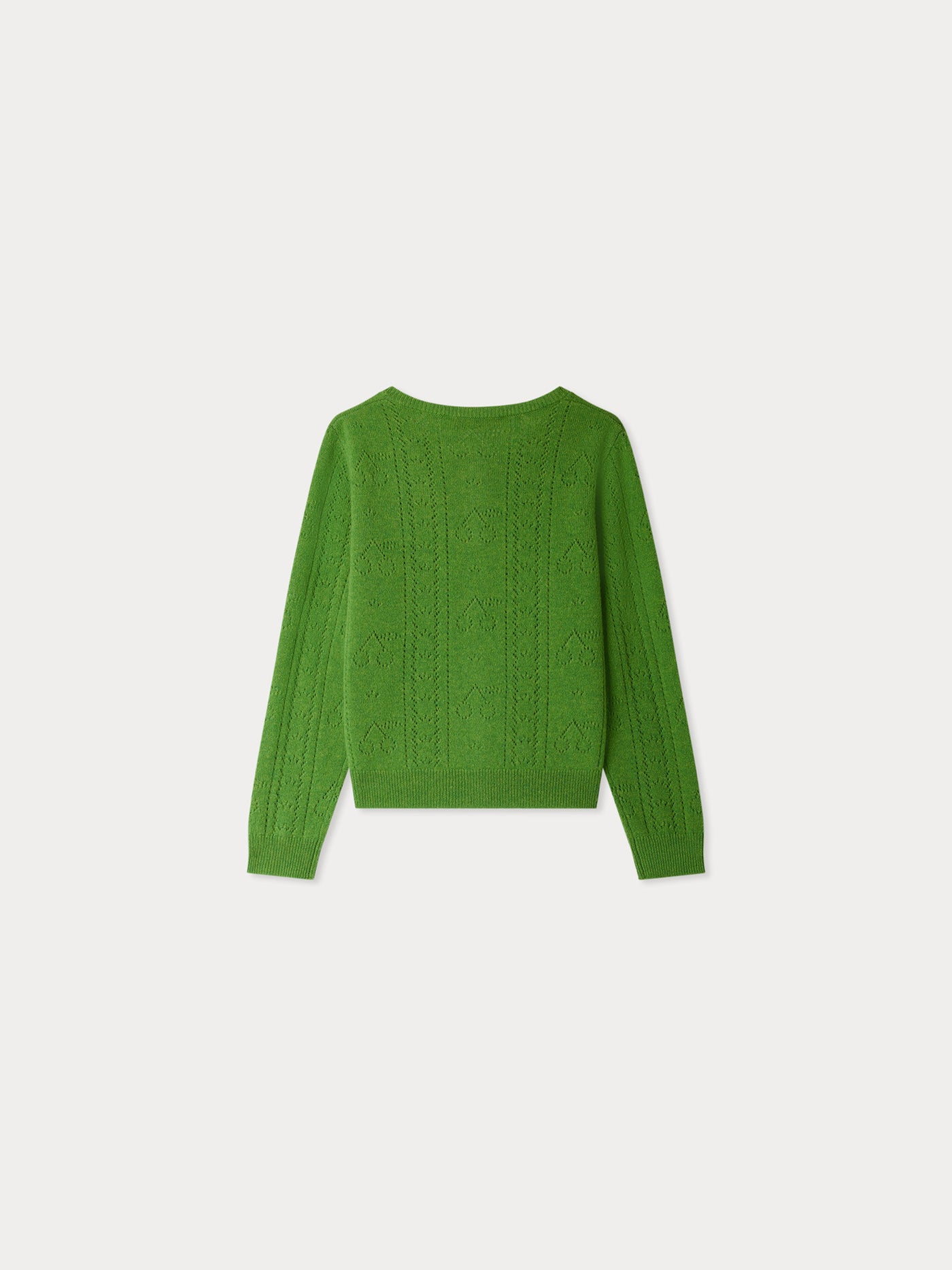 Josiane cardigan with fancy stitch in green cashmere