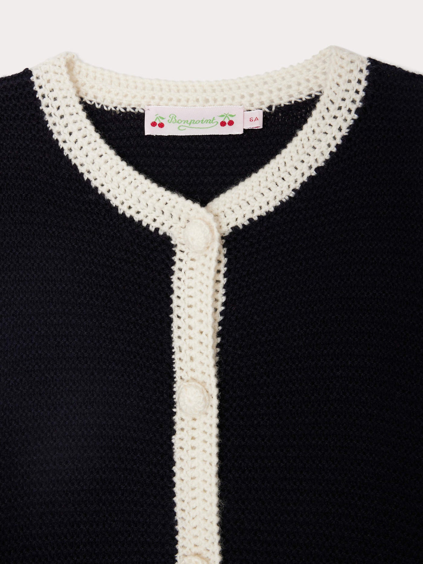 Elaia cardigan with crochet cherries in wool