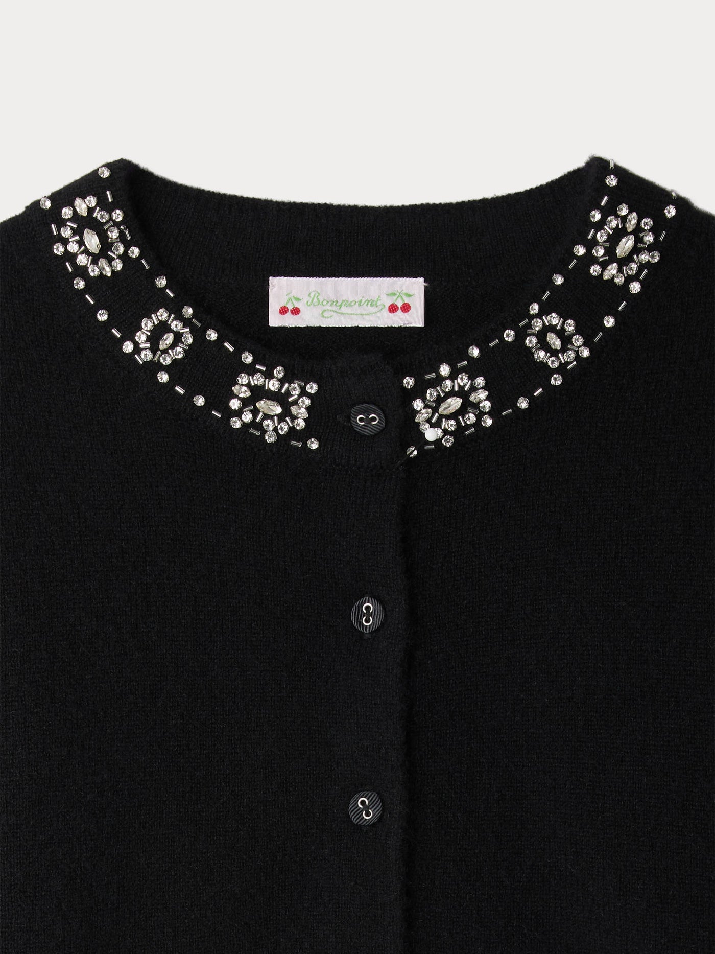 Gabara cardigan hand-embroidered with rhinestones and pearls in cashmere