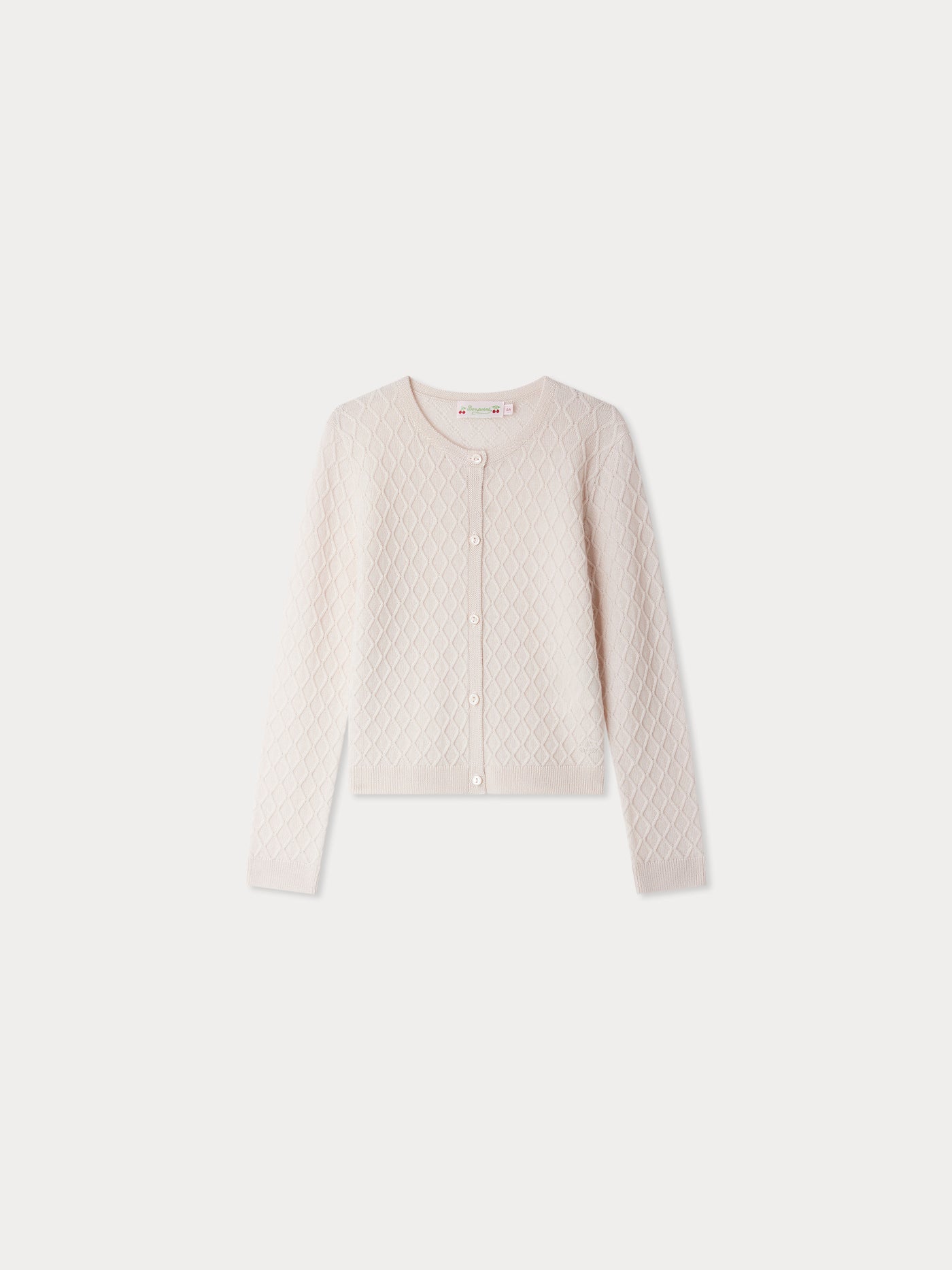 Garancie cardigan with fancy stitch in pink wool