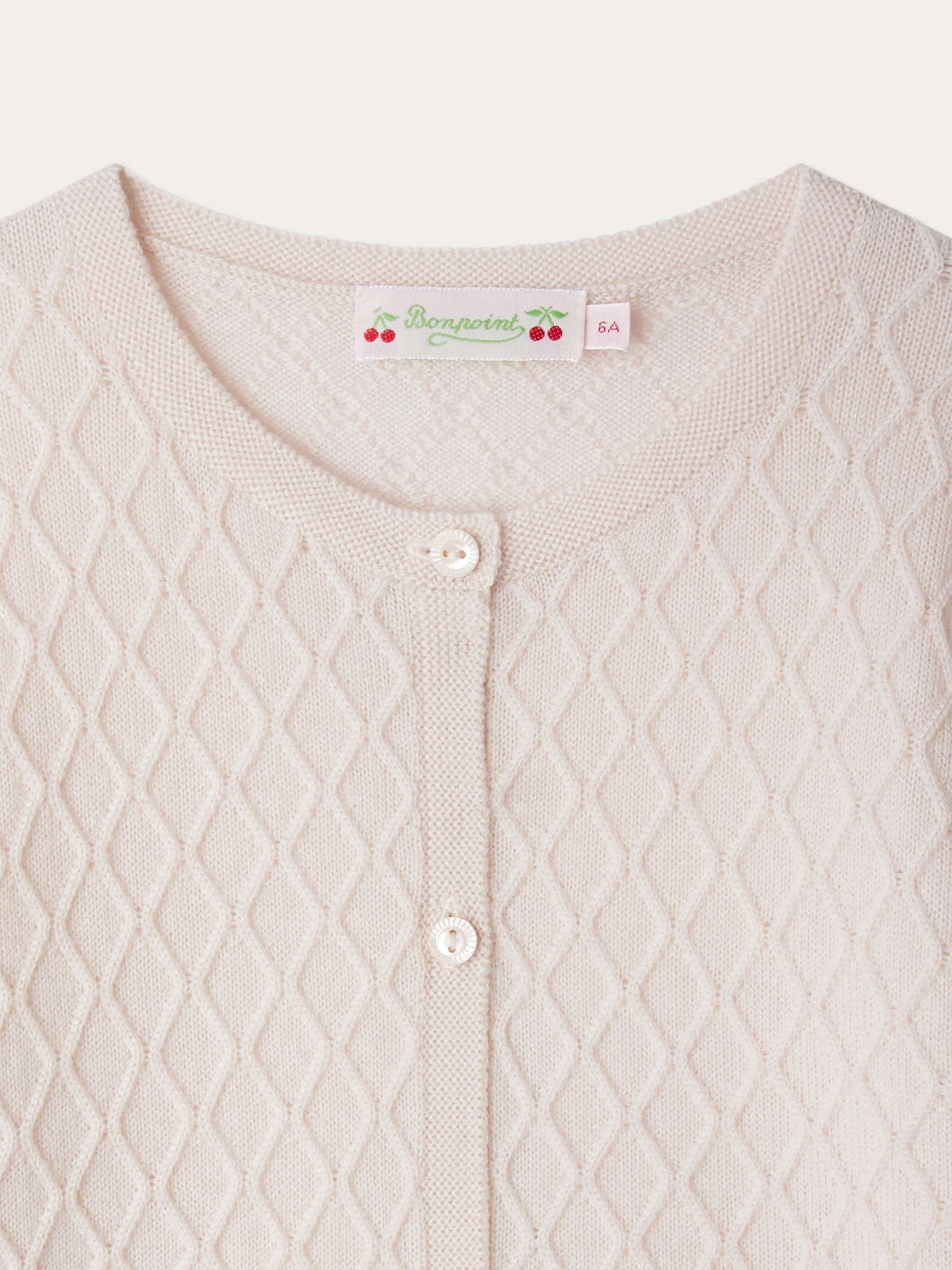 Garancie cardigan with fancy stitch in pink wool