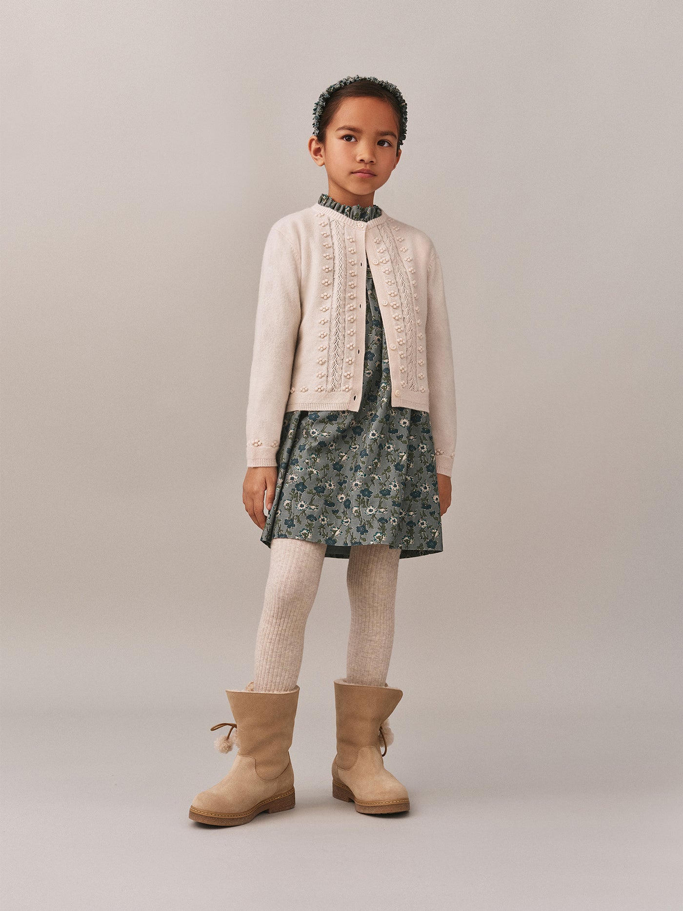 Juka cardigan with fancy stitch in wool and cashmere