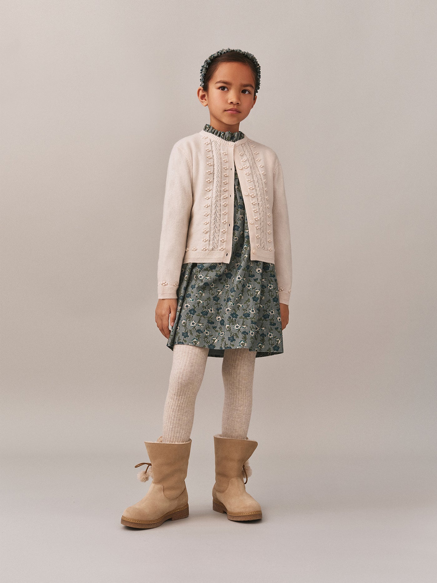 Juka cardigan with fancy stitch in wool and cashmere