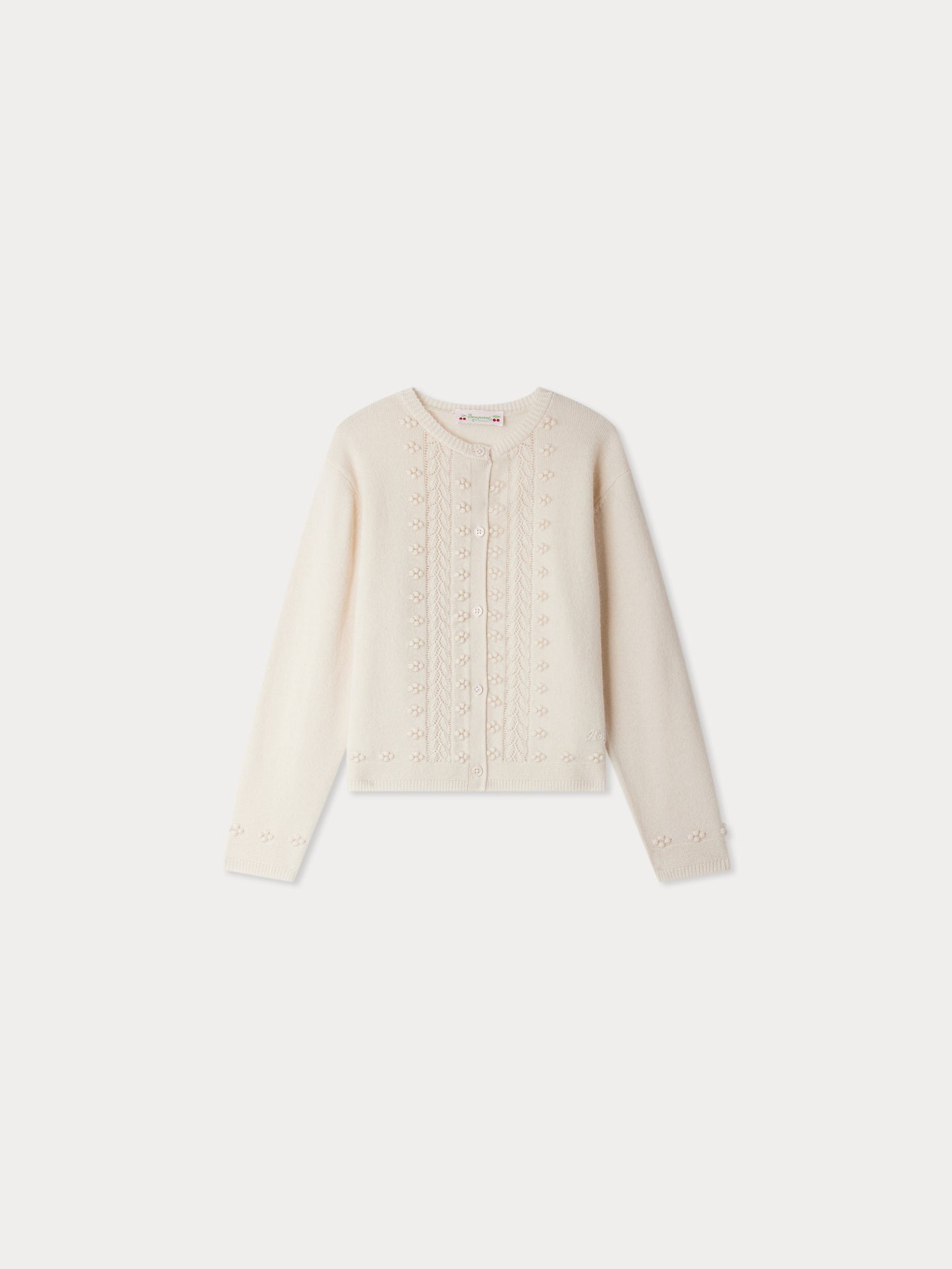 Juka cardigan with fancy stitch in wool and cashmere