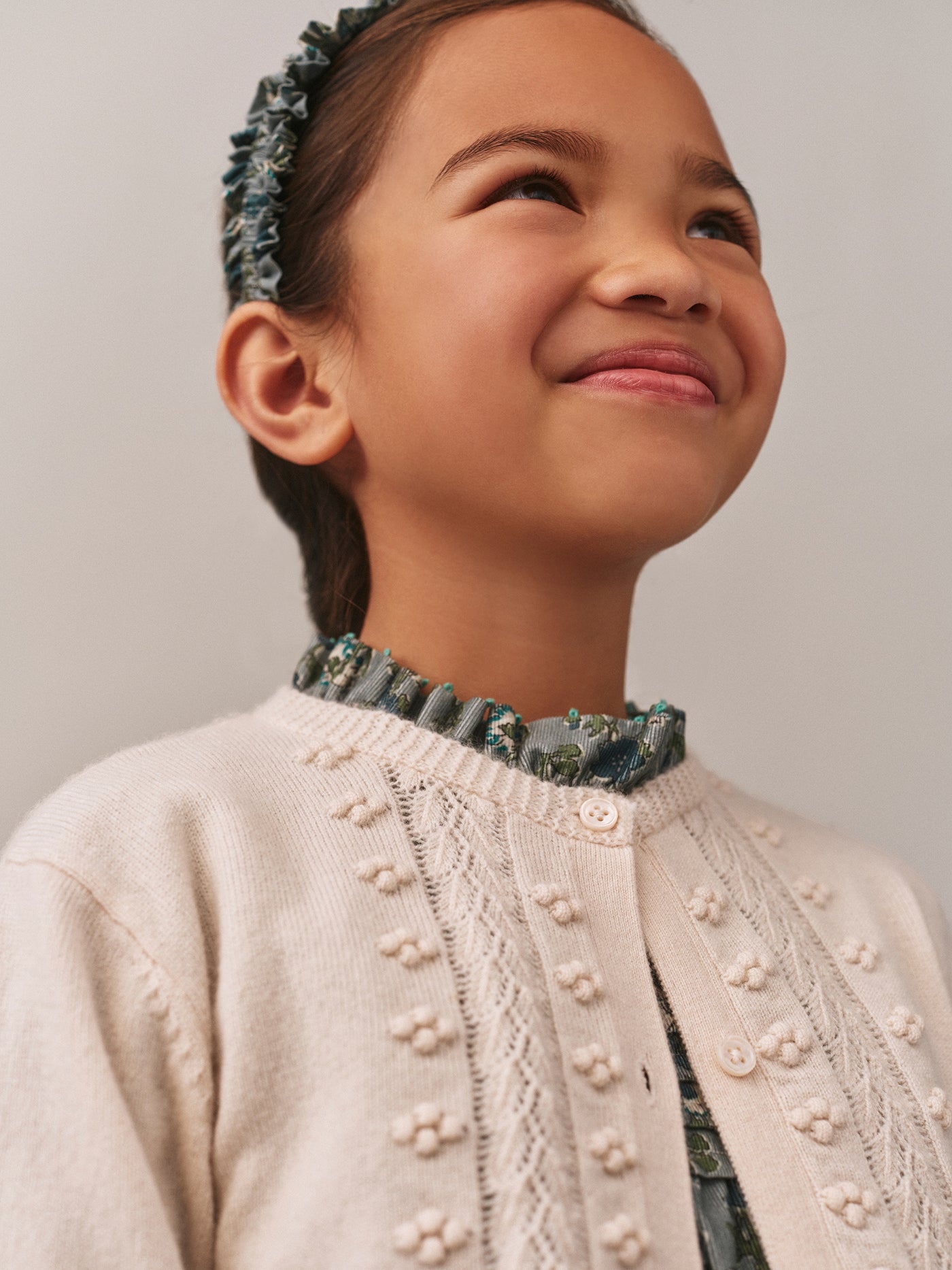 Juka cardigan with fancy stitch in wool and cashmere