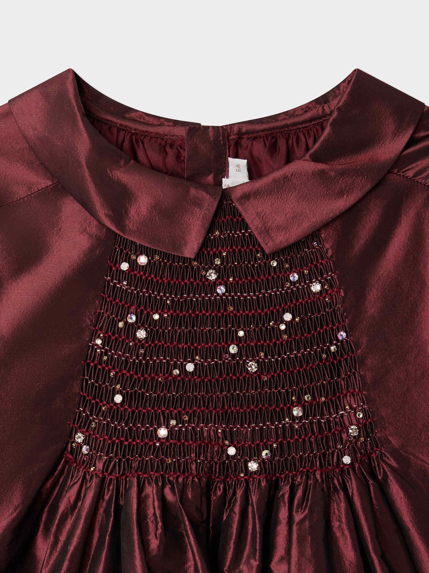 Jeanne smocked and embroidered silk dress