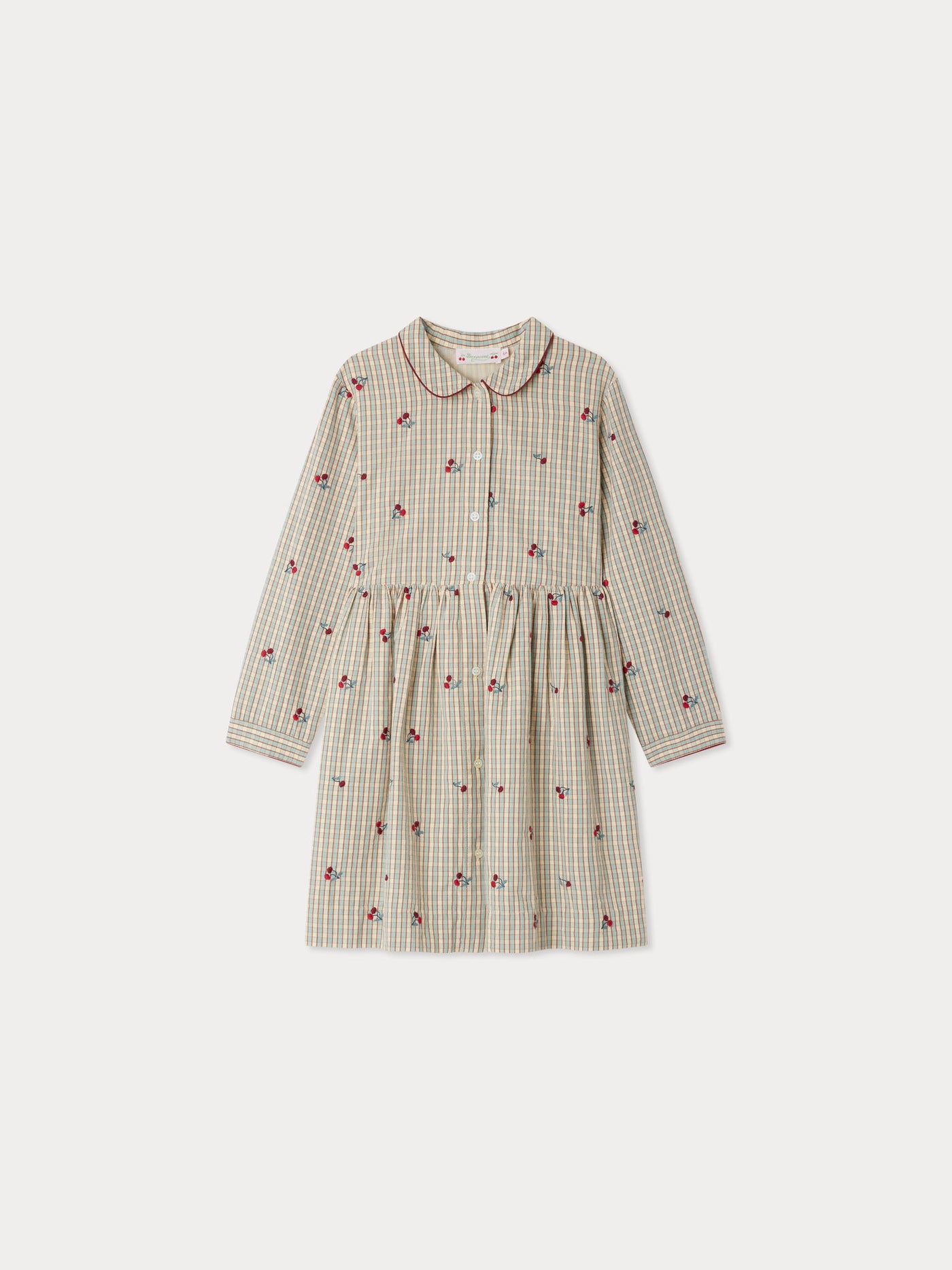 Janessa dress in organic cotton with cherry embroidery