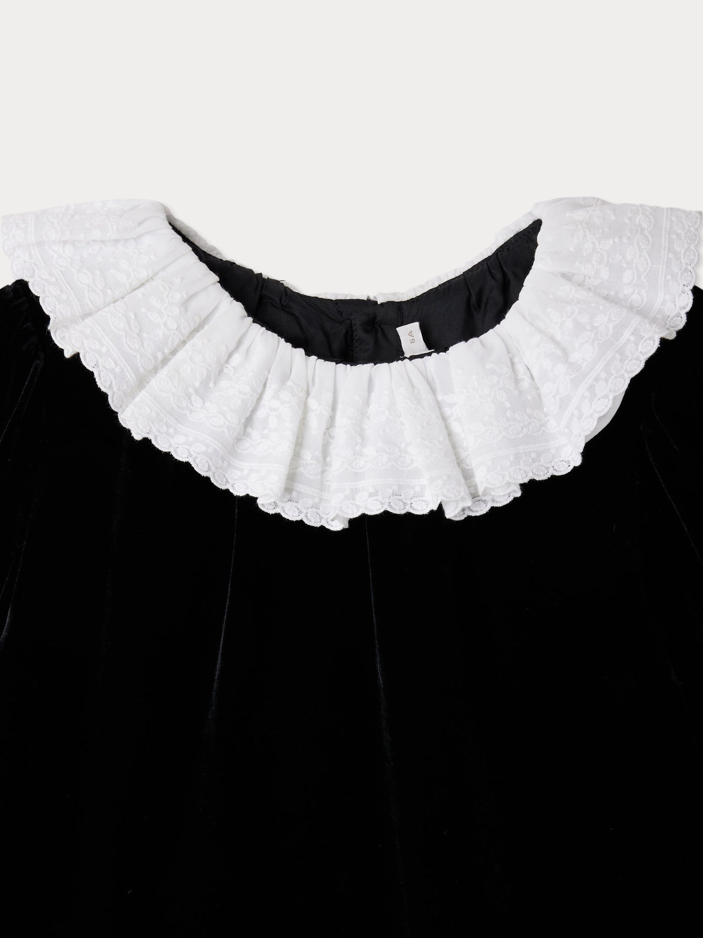 Jaelyn silk velvet dress with white embroidered cotton collar