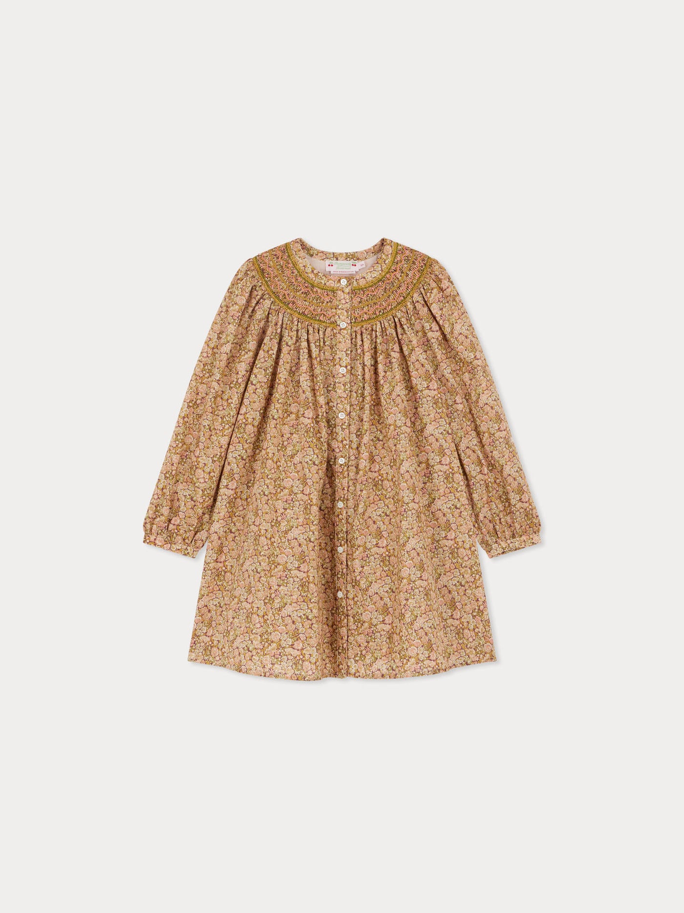 Jadwiga smocked and embroidered dress in Liberty fabric in organic cotton