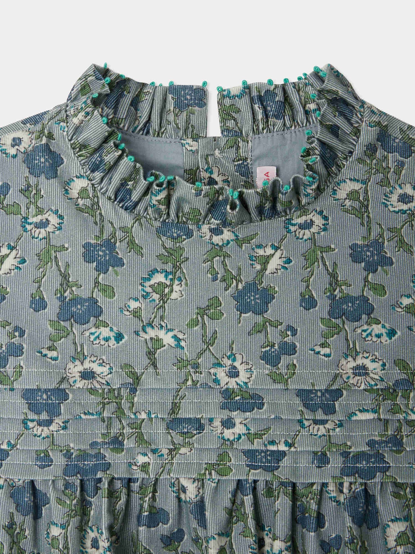 Topaz dress with embroidered collar and pleated Liberty velvet fabric