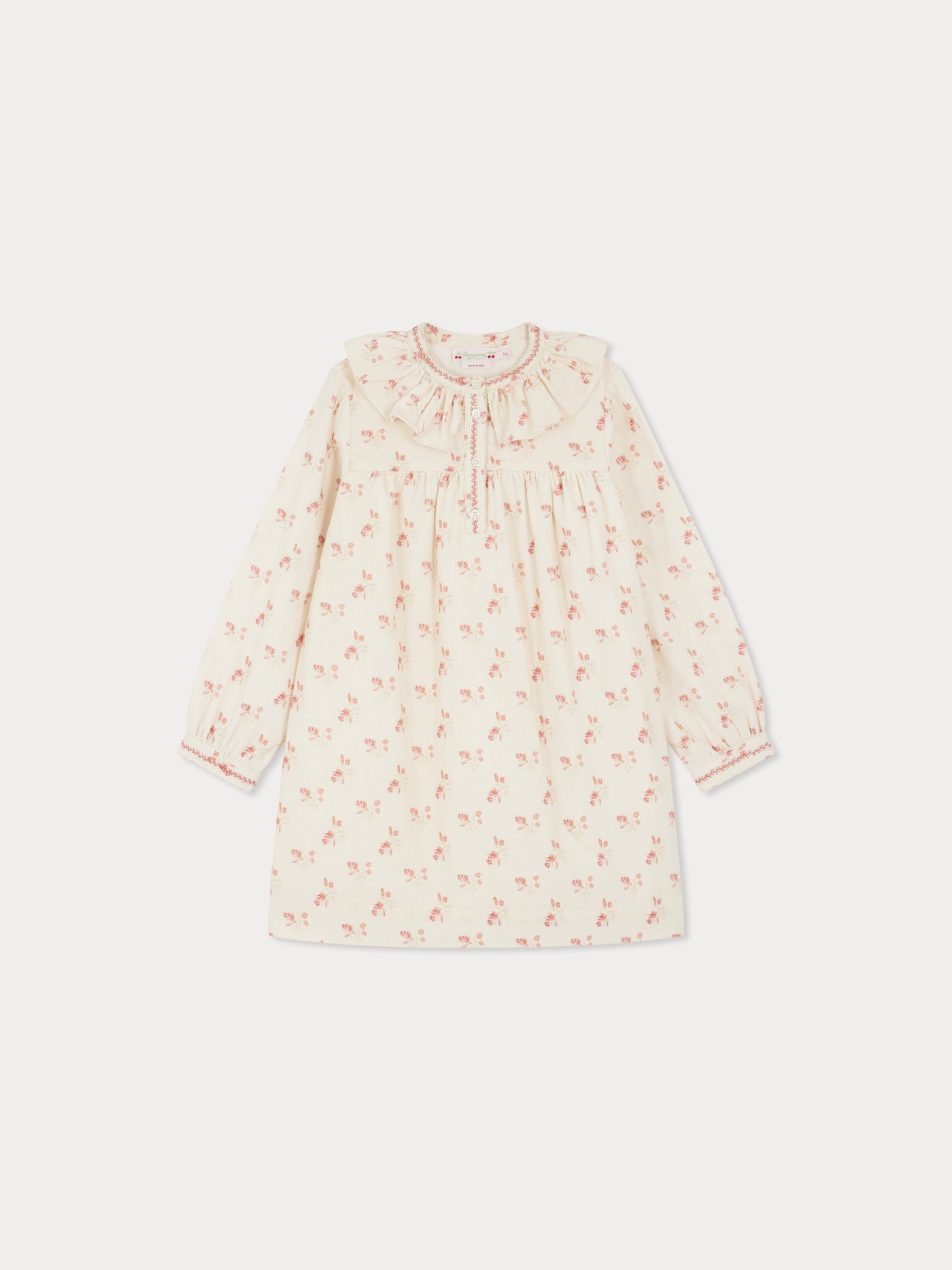 Joana dress with embroidered velvet collar and cuffs