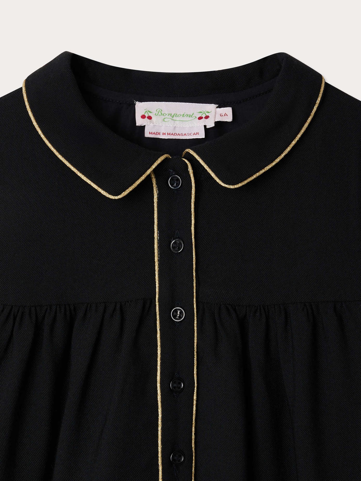Dorothée dress with gold piped collar