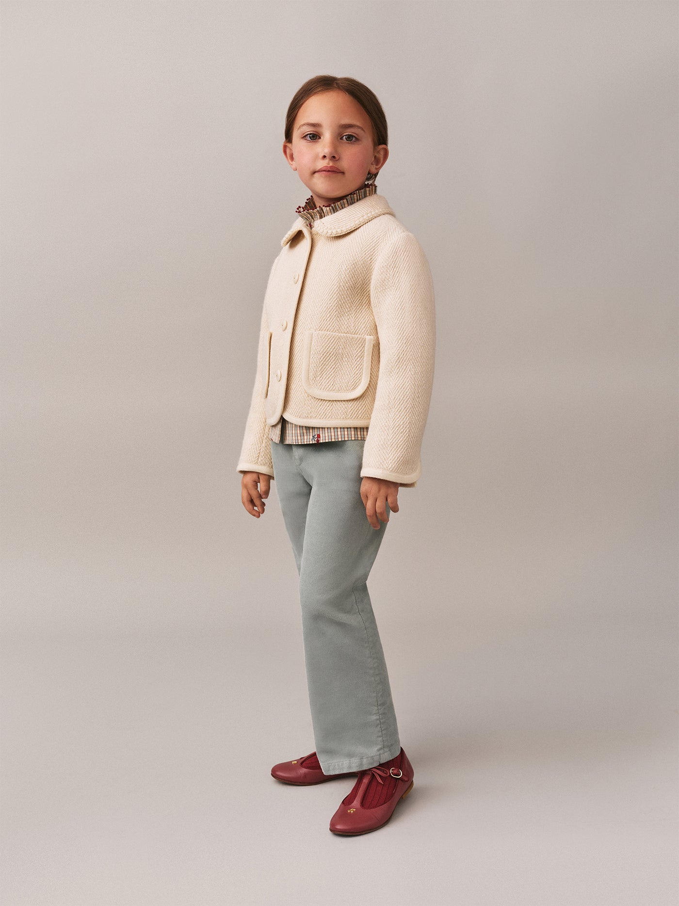 Janica jacket in cotton wool with herringbone pattern