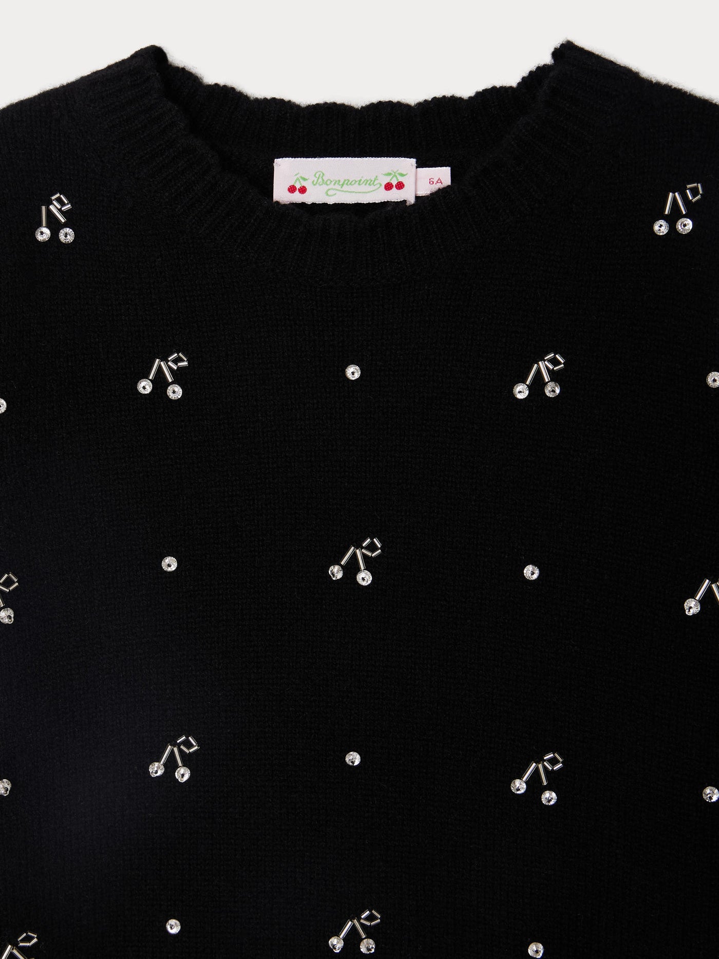 Justine hand-embroidered sweater with rhinestones and pearls in wool and cashmere