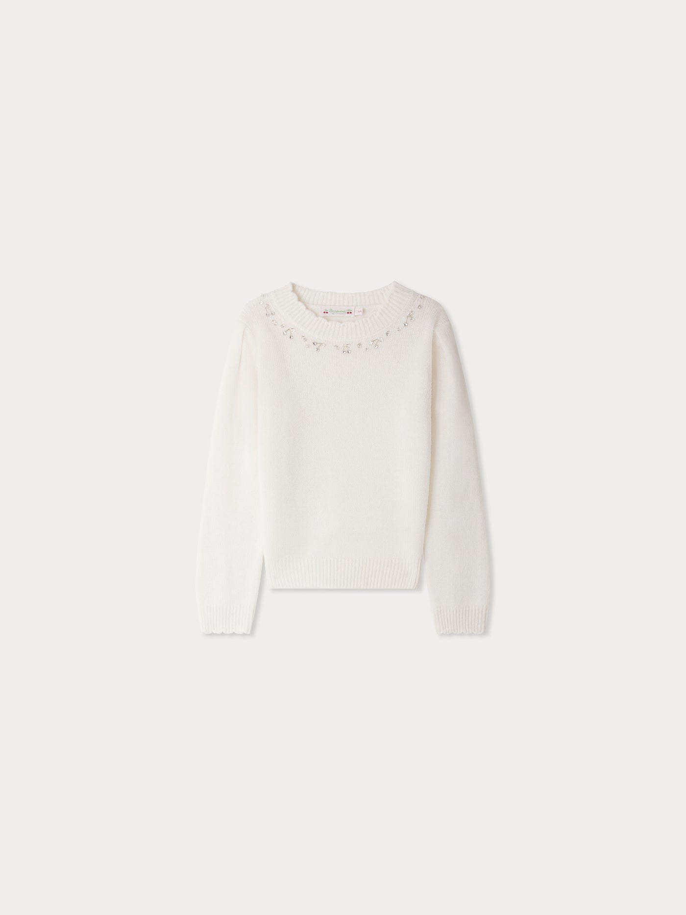 Justinio hand-embroidered cotton sweater with rhinestones and beads