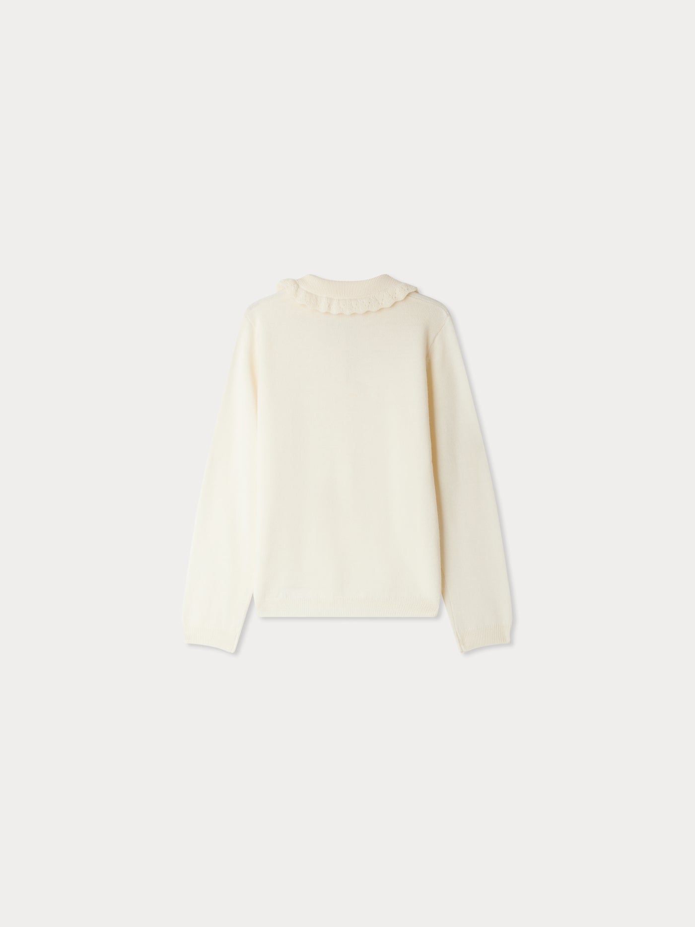 Brynja sweater with cherry embroidered collar in wool