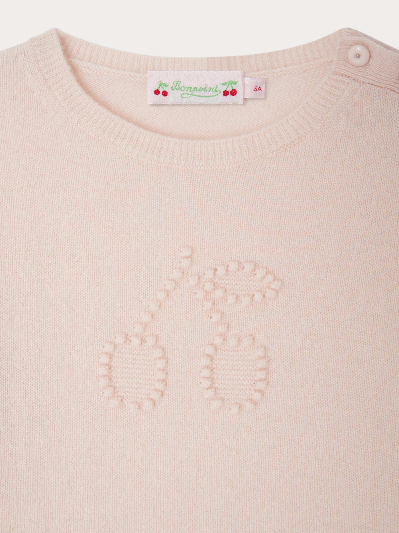 Jaana cashmere sweater in pink with cherry embroidery