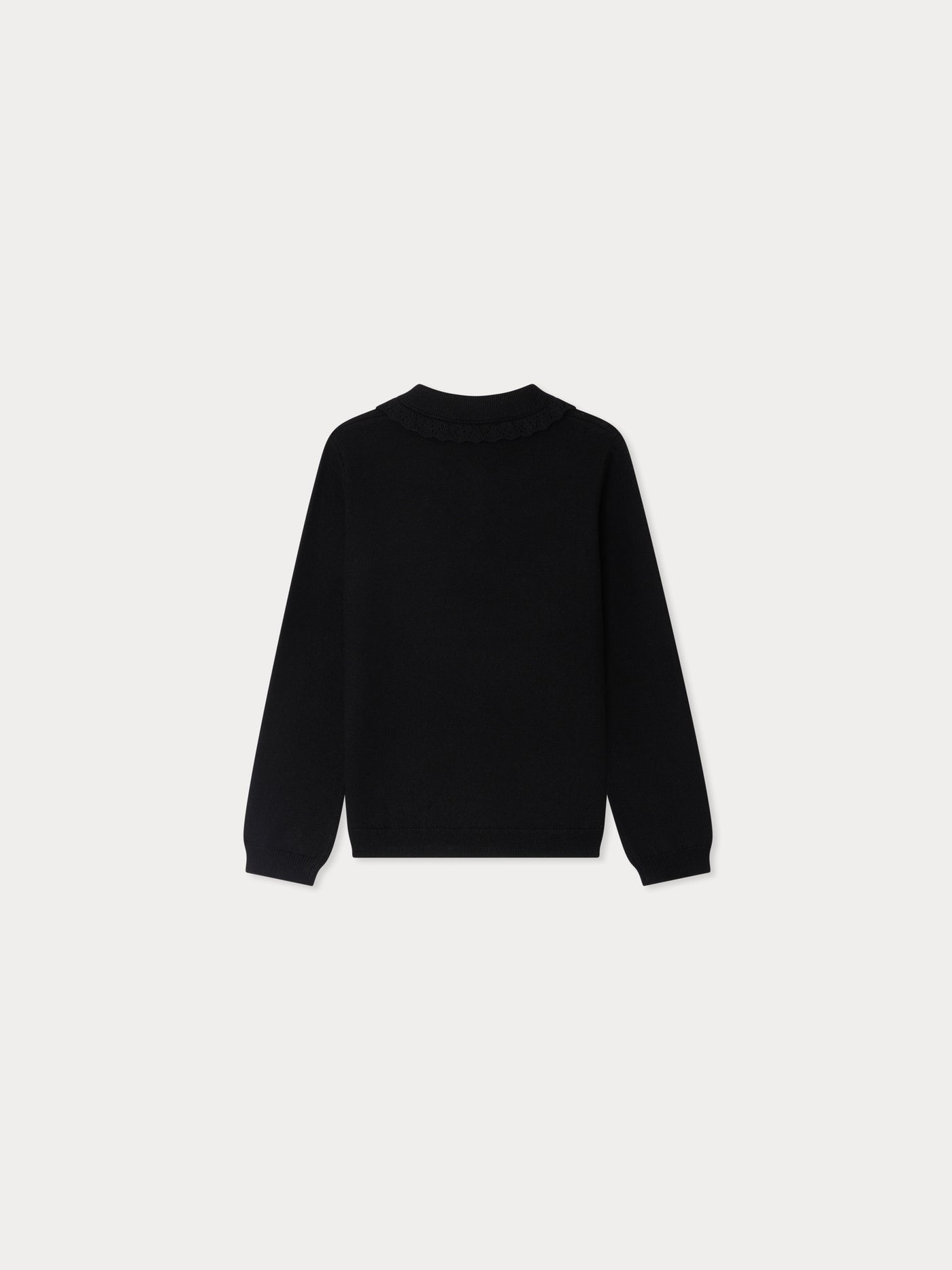 Brynja sweater with ruffles and cherry embroidery in pearls in wool