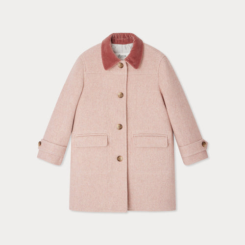 Jaida coat in pink wool with a velvet collar