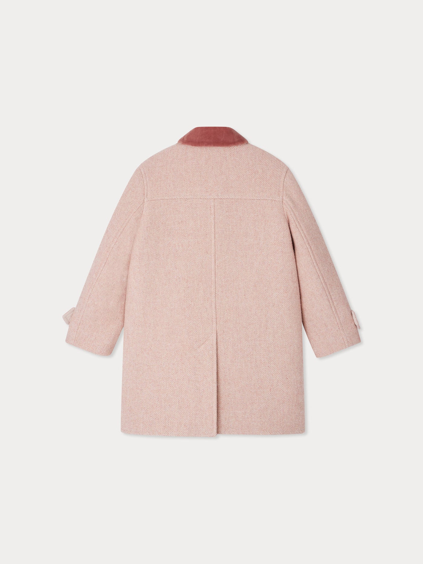 Jaida coat in pink wool with a velvet collar